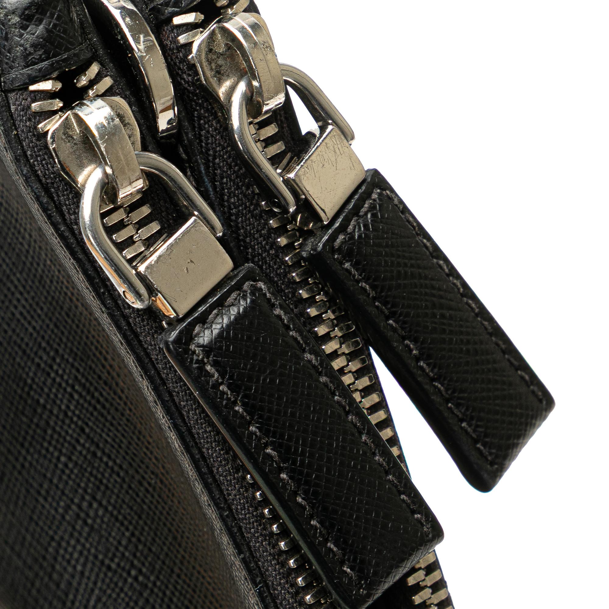 Prada Saffiano Double Zip Clutch