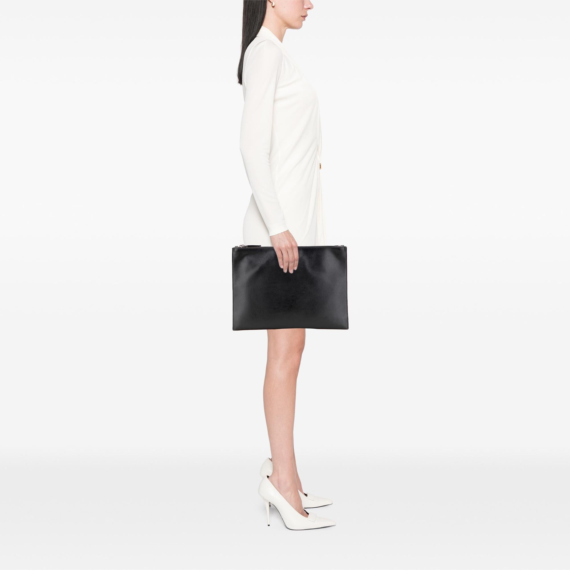 Prada Saffiano Double Zip Clutch