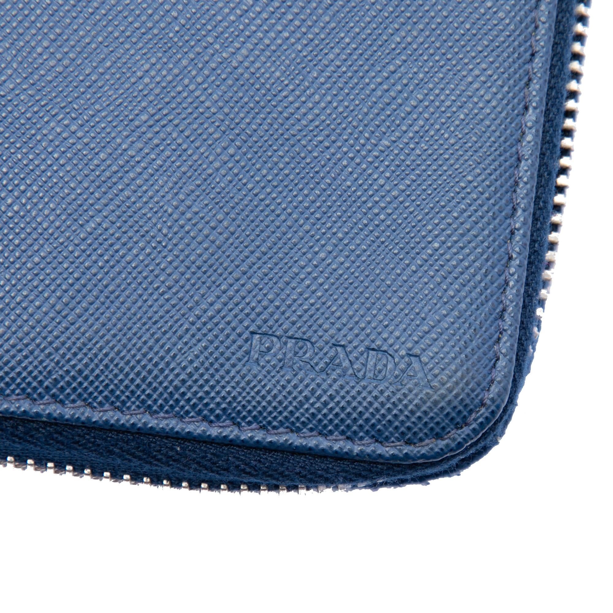 Prada Saffiano Double Zip Long Wallet