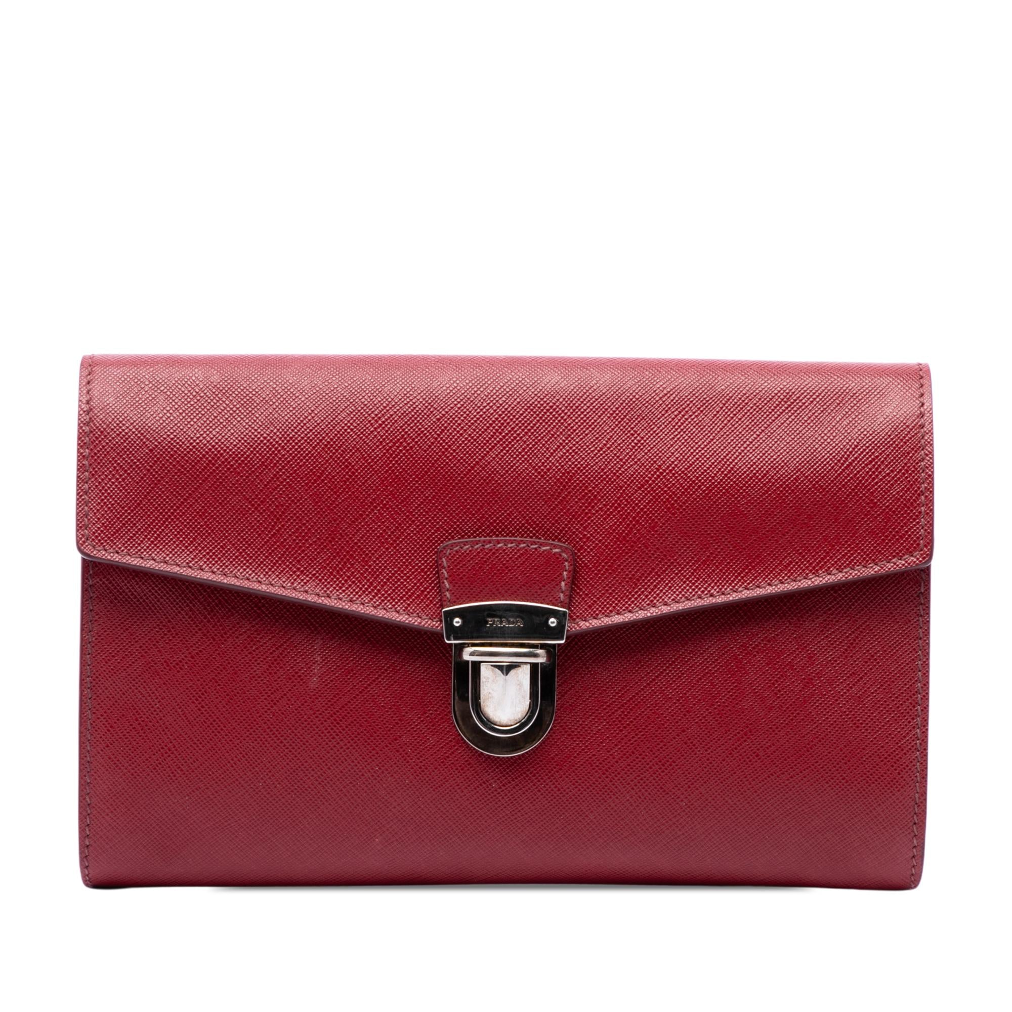 Prada Saffiano Envelope Pushlock Clutch