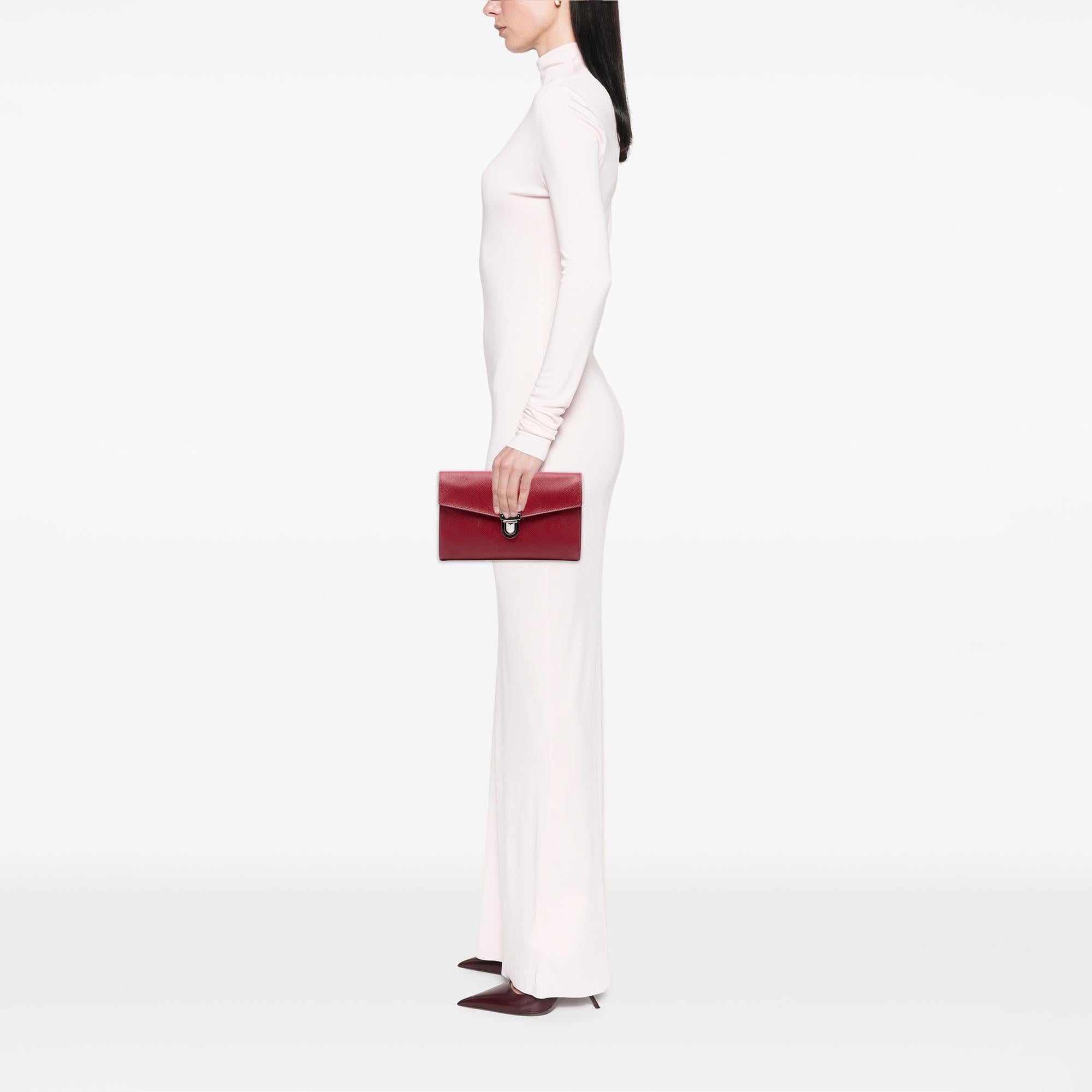 Prada Saffiano Envelope Pushlock Clutch