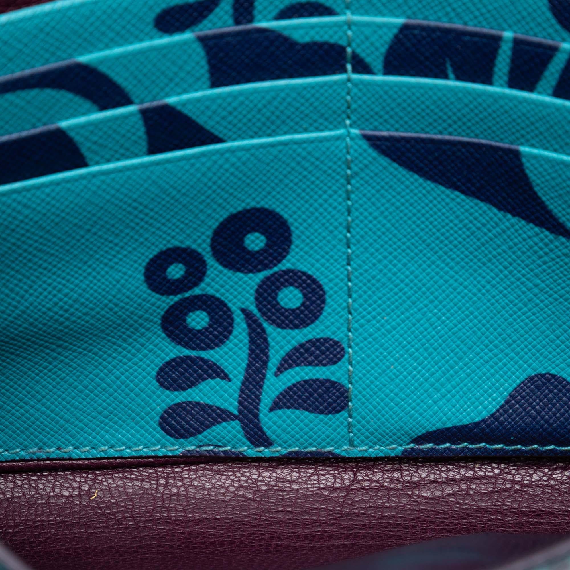 Prada Saffiano Hibiscus Print Sound Lock Clutch