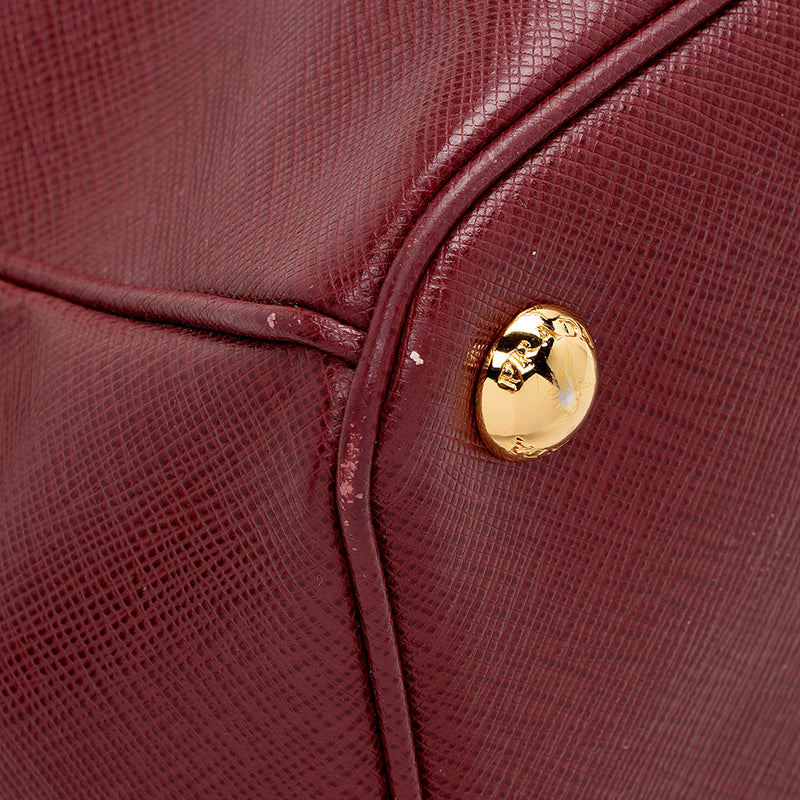 Prada Saffiano Leather Lux Double Zip Medium Tote (SHF-16358)