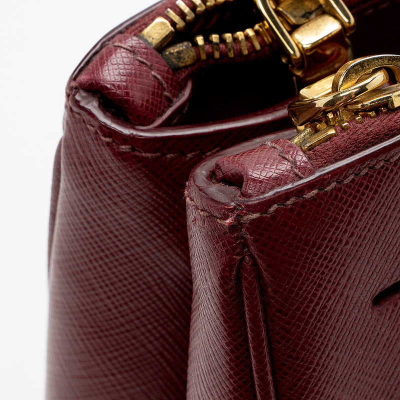 Prada Saffiano Leather Lux Double Zip Medium Tote (SHF-16358)