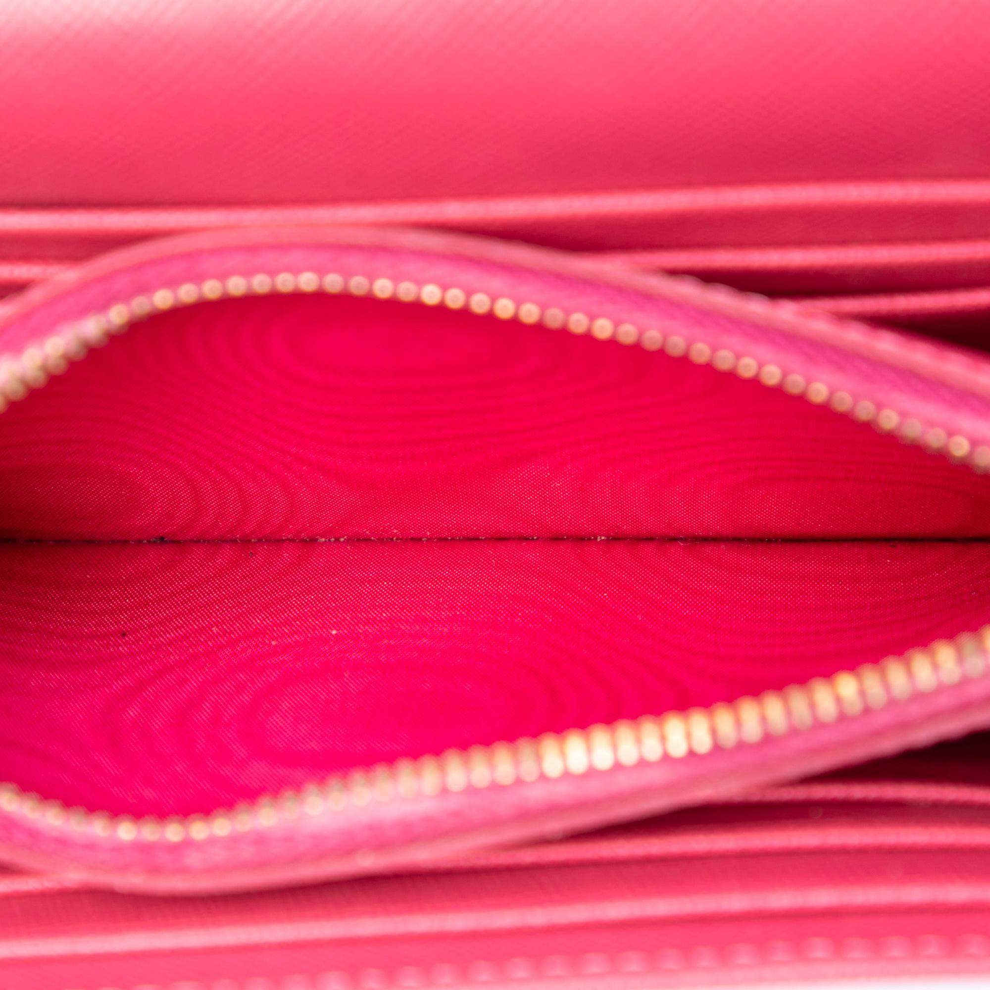 Prada Saffiano Lux Bow Wallet On Strap