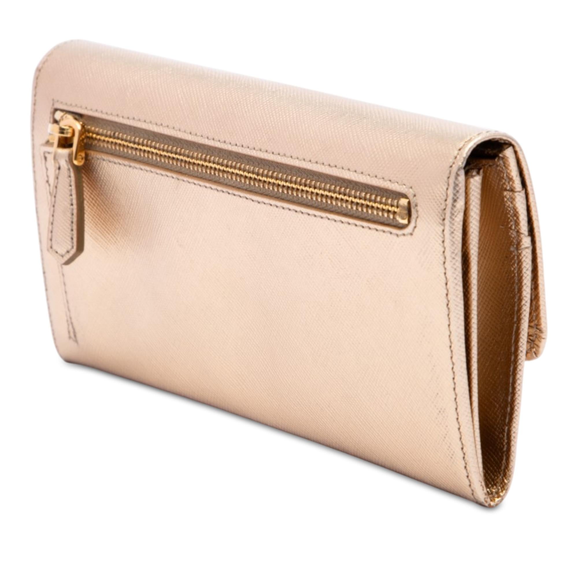 Prada Saffiano Lux Crystal Embellished Continental Wallet