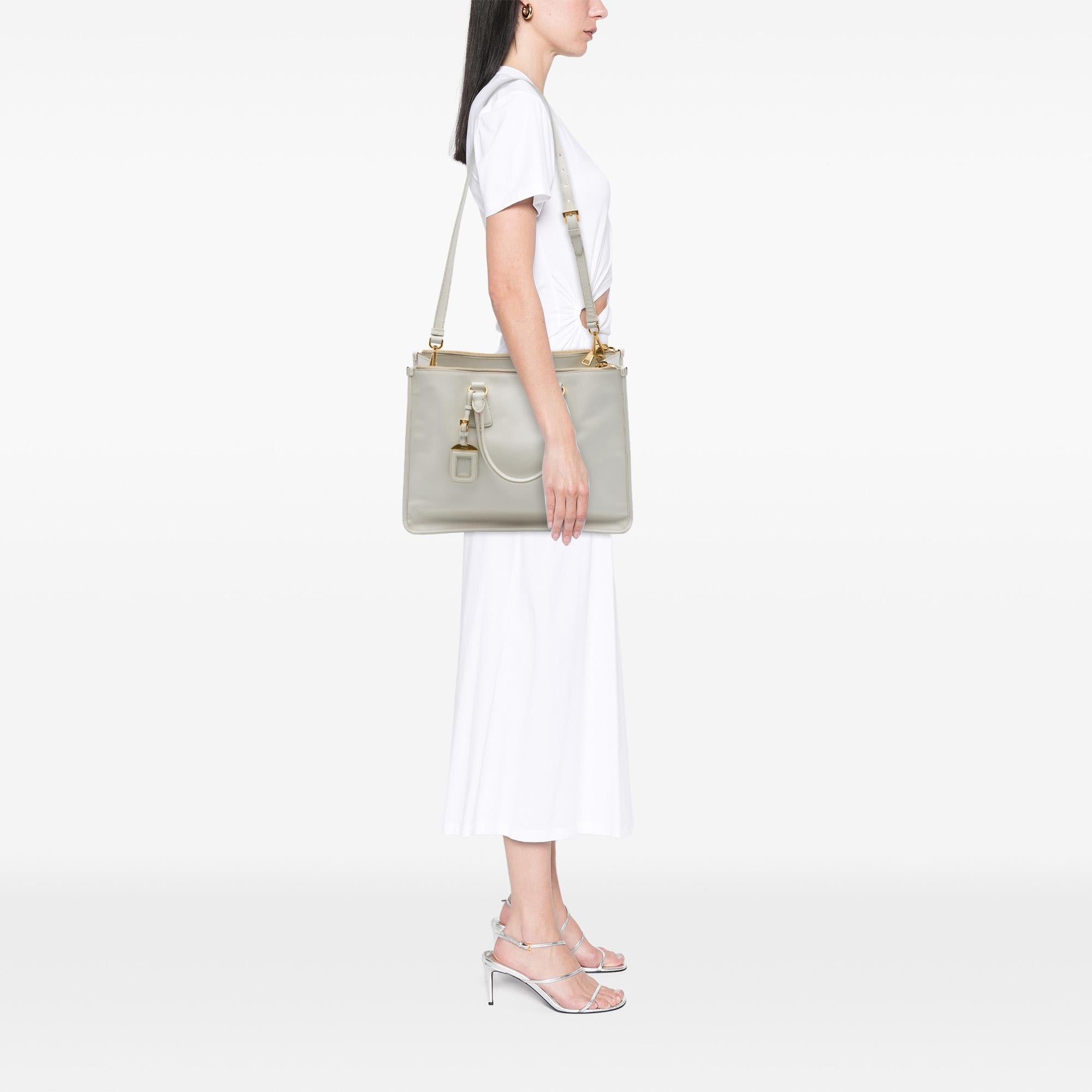 Prada Saffiano Lux Double Zip Satchel