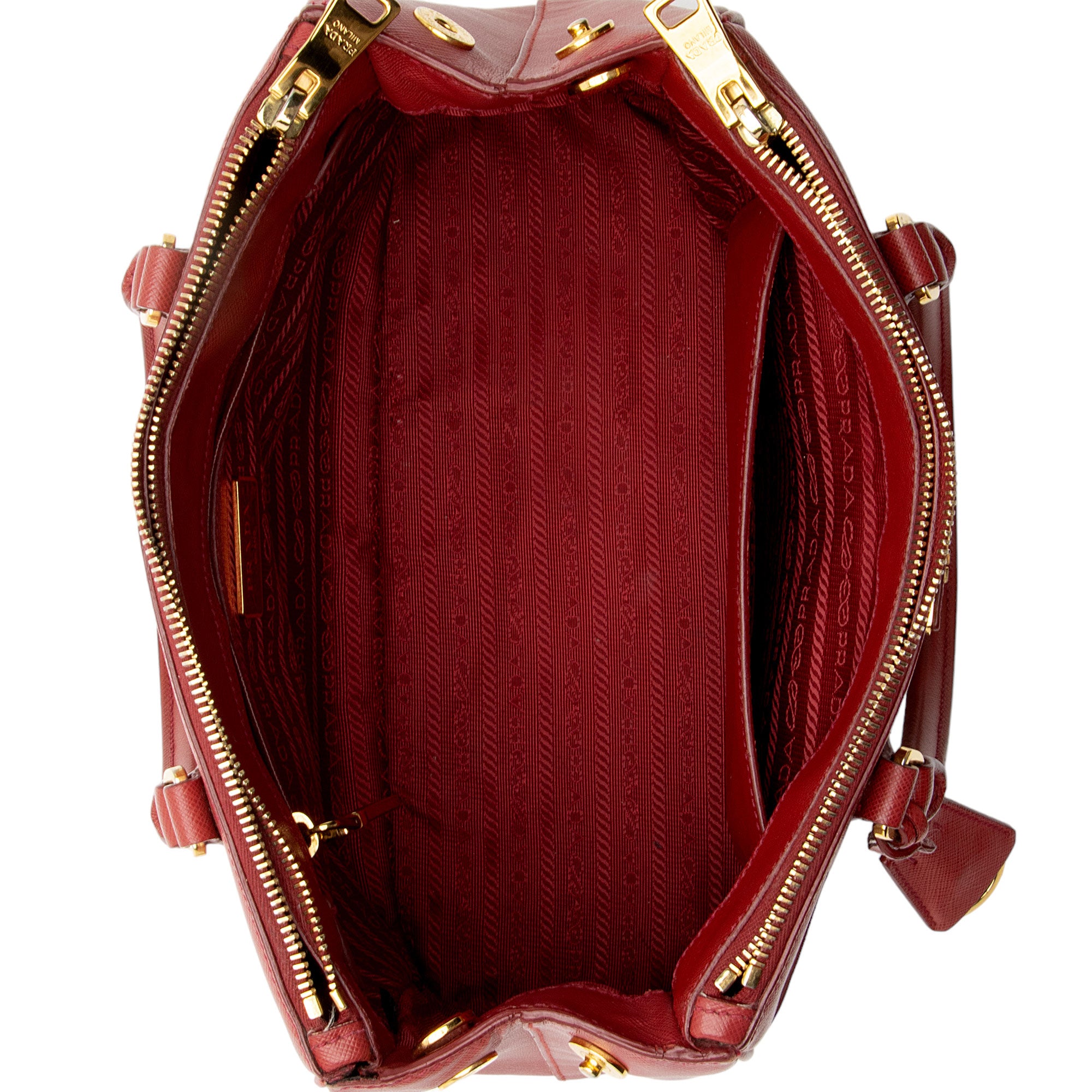 Prada Saffiano Lux Double Zip Small Tote (SHF-cQ8oS7)