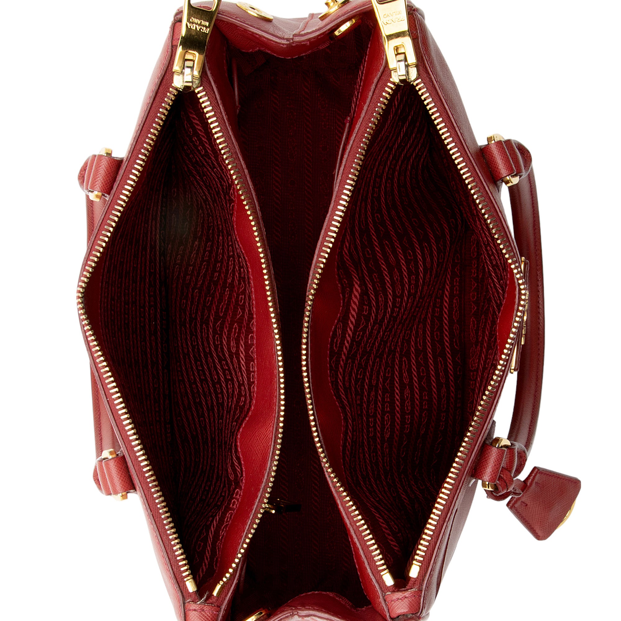 Prada Saffiano Lux Double Zip Small Tote (SHF-cQ8oS7)