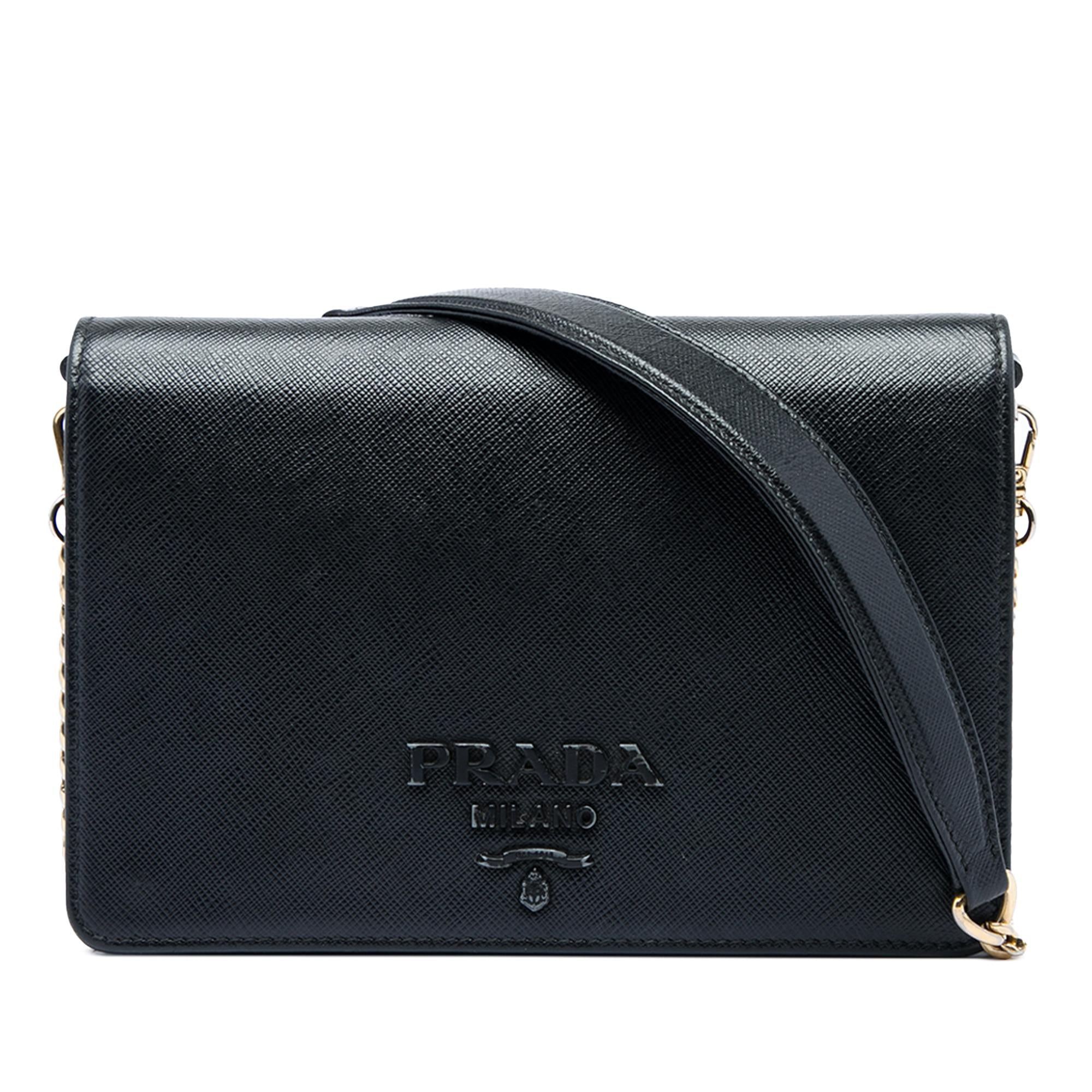 Prada Saffiano Lux Monochrome Wallet on Chain