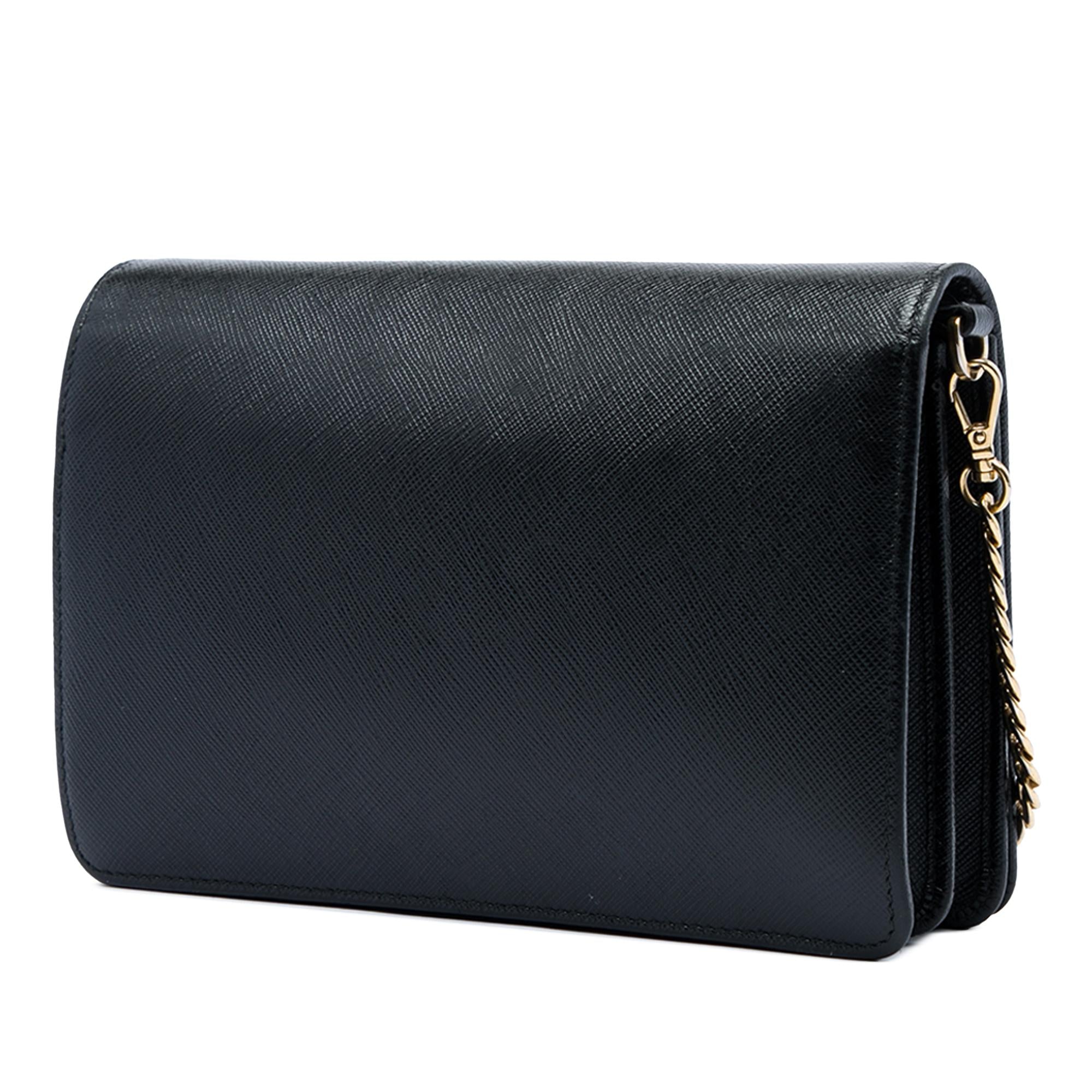 Prada Saffiano Lux Monochrome Wallet on Chain
