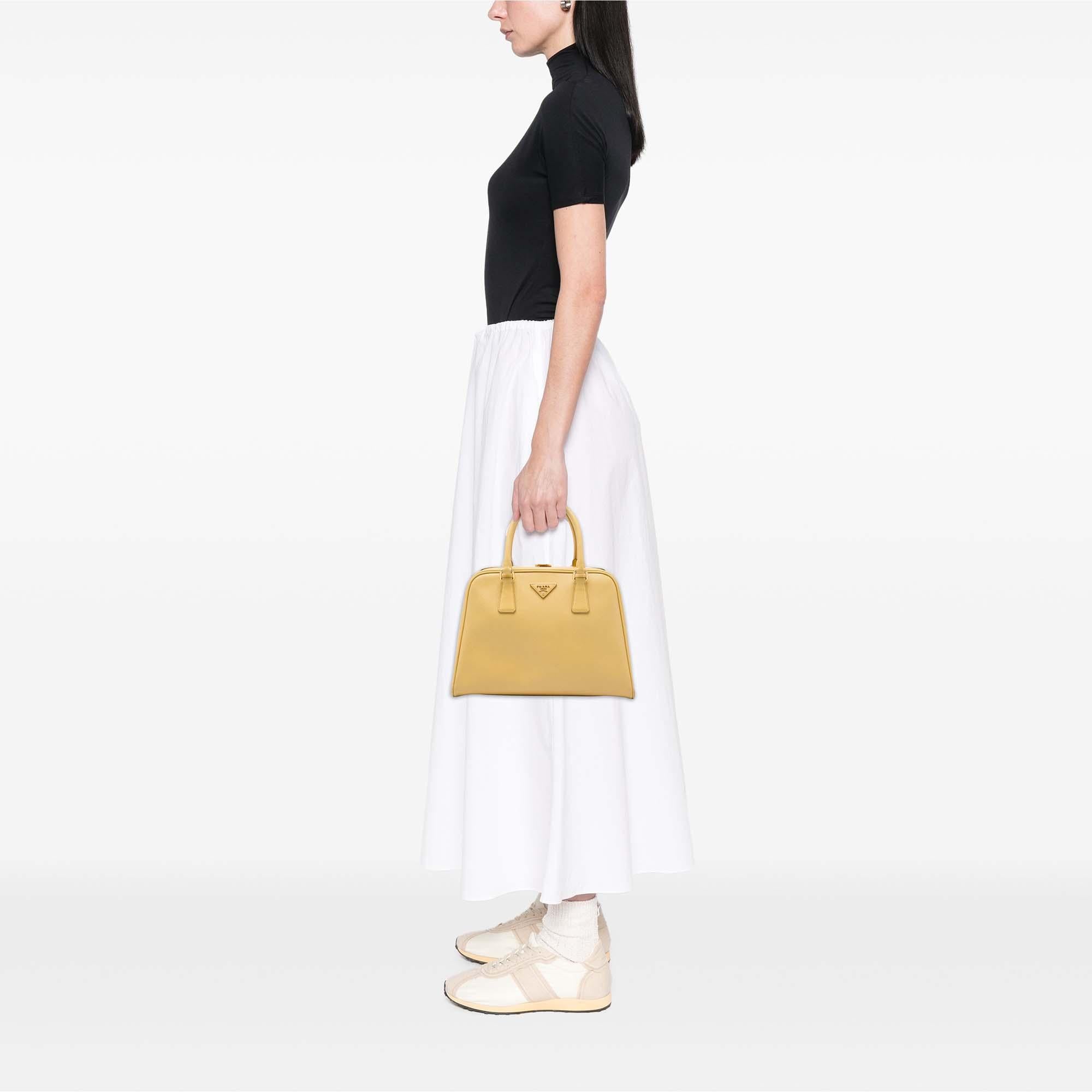 Prada Saffiano Lux Pyramid Frame Handbag
