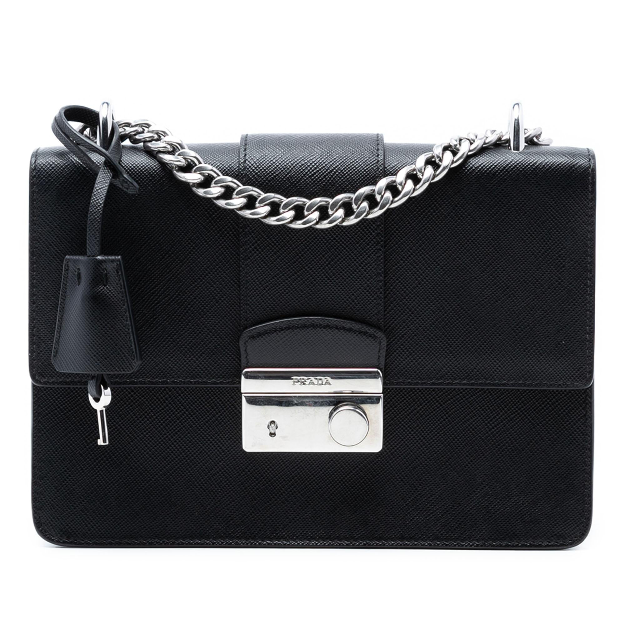 Prada Saffiano Lux Sound Lock Crossbody