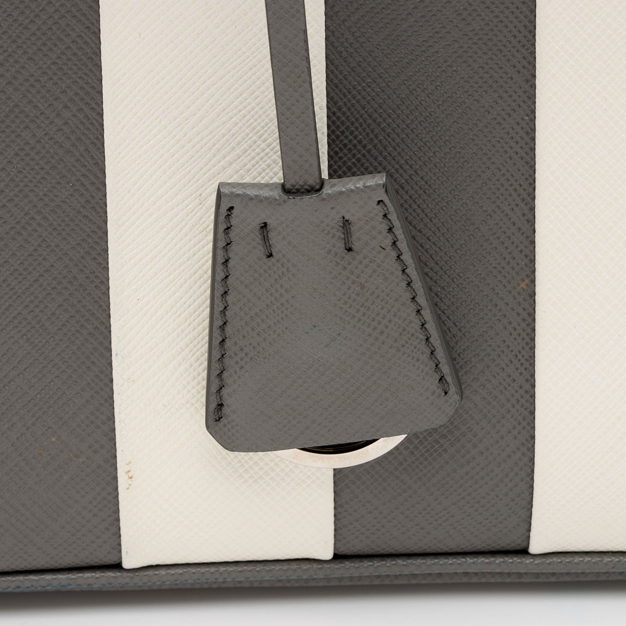 Prada Saffiano Lux Striped Double Zip Small Tote (SHF-Bg3TLJ)