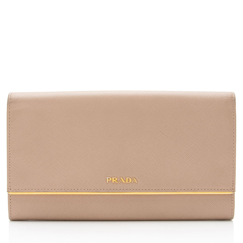 Prada Saffiano Metal Bar Continental Wallet SHF 1UFY5N LuxeDH