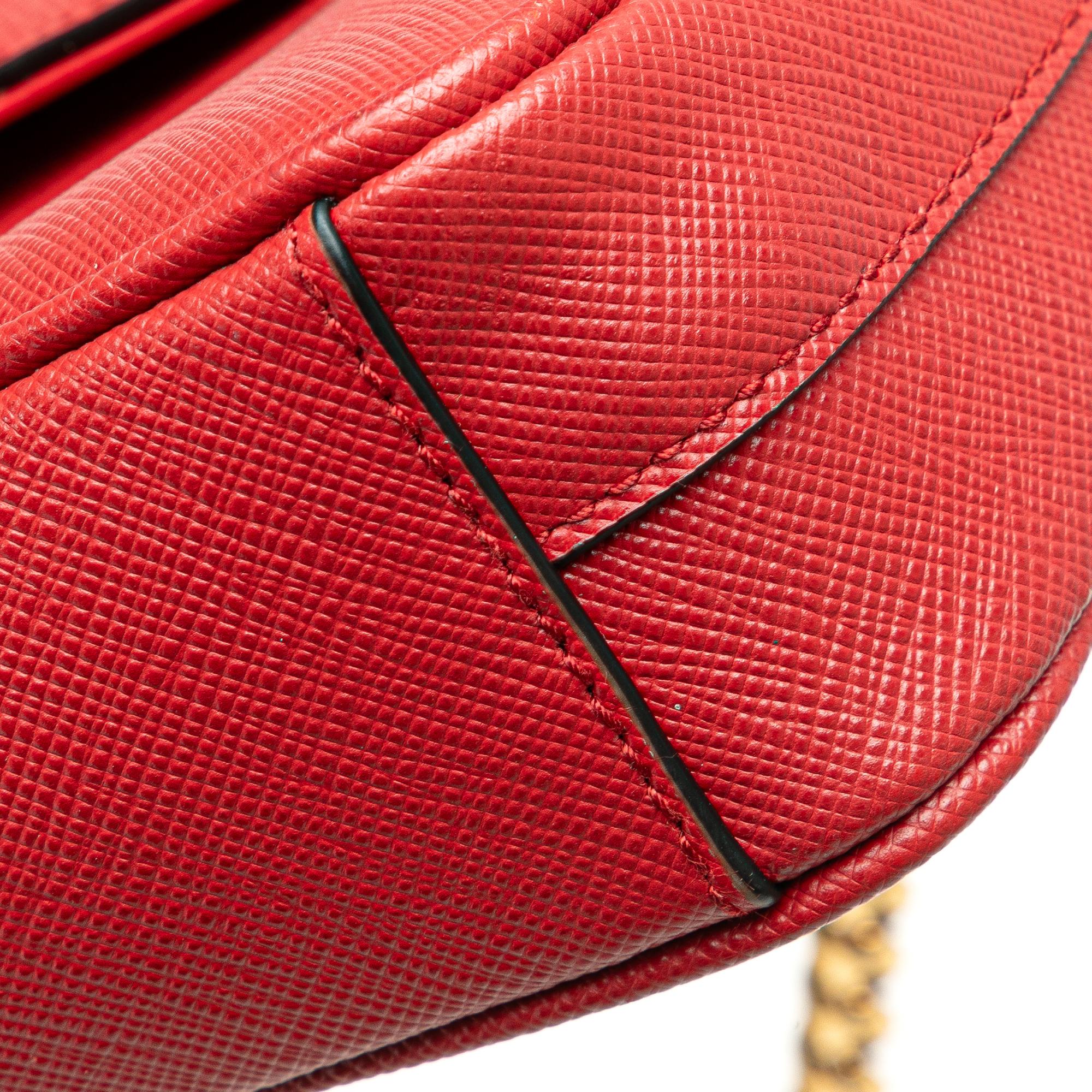 Prada Saffiano Pattina Chain Crossbody