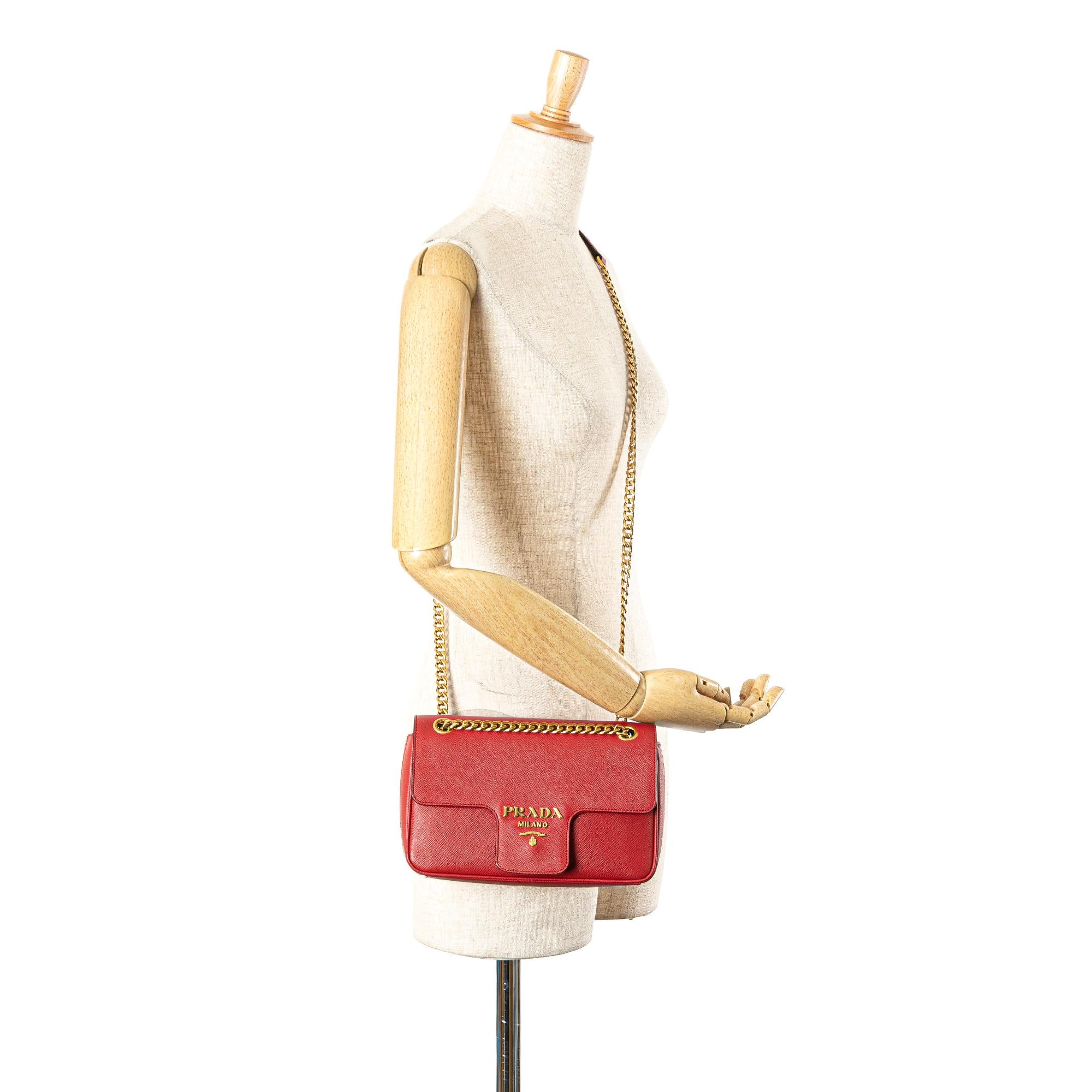 Prada Saffiano Pattina Chain Crossbody