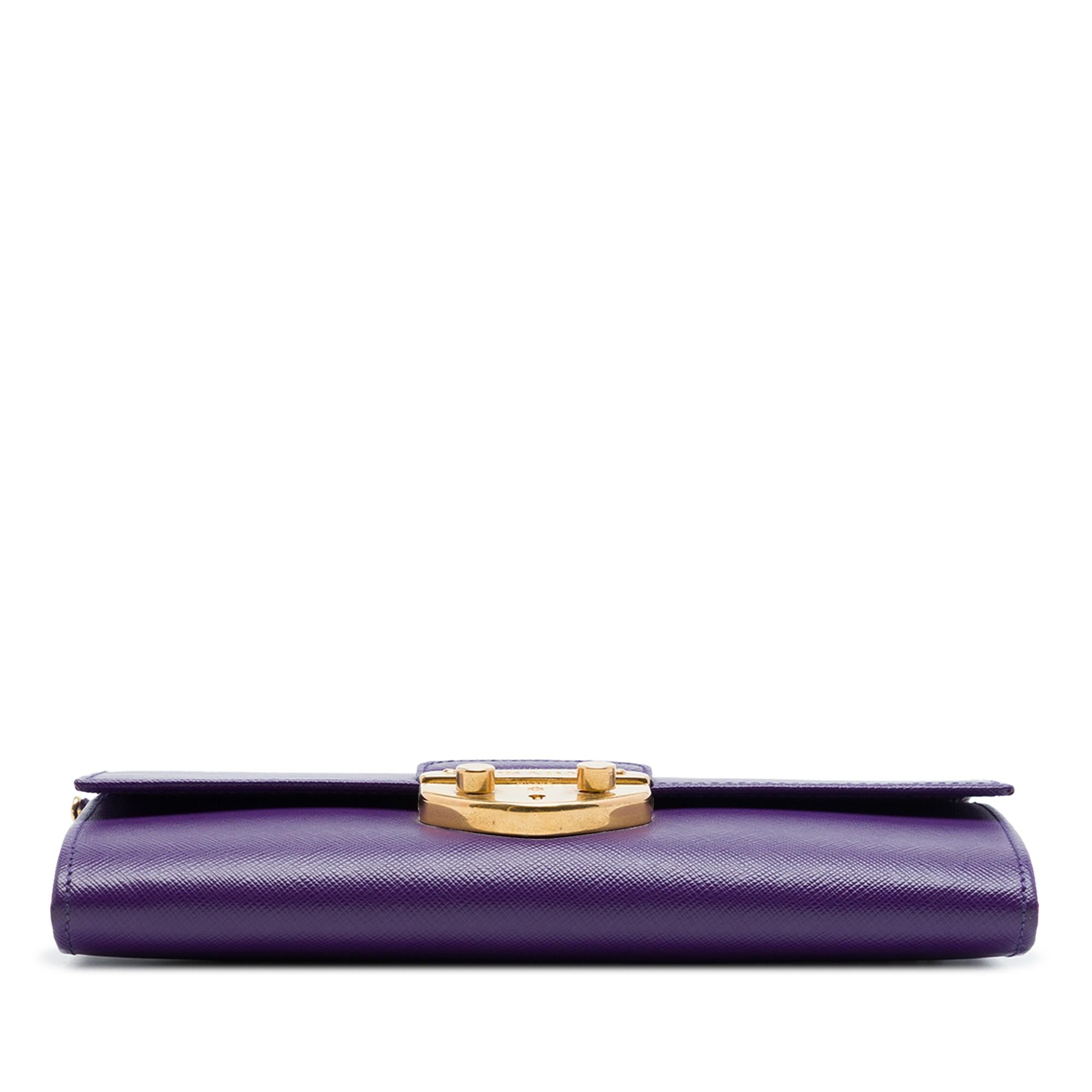 Prada Saffiano Sound Lock Wallet on Chain