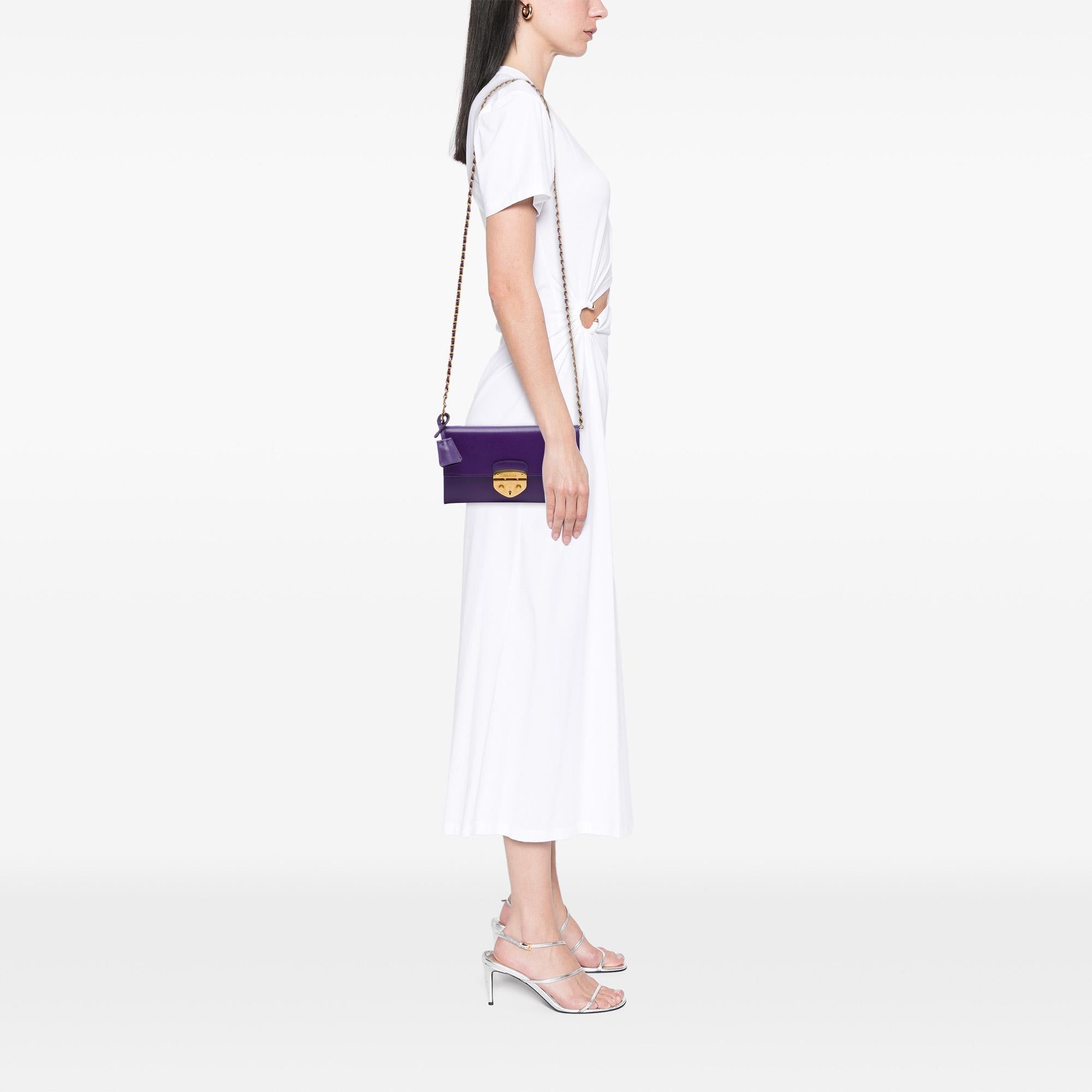 Prada Saffiano Sound Lock Wallet on Chain