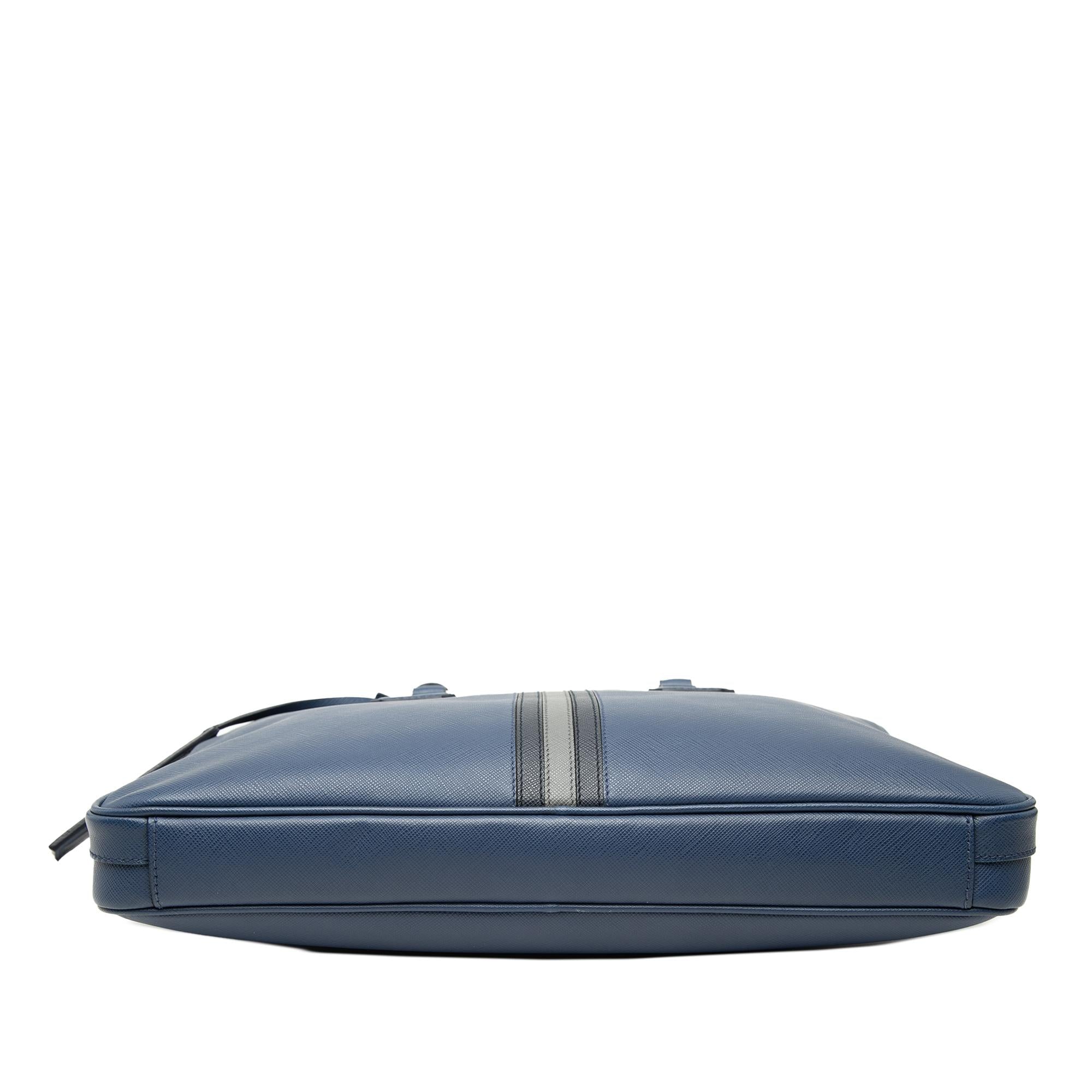 Prada Saffiano Striped Business Bag
