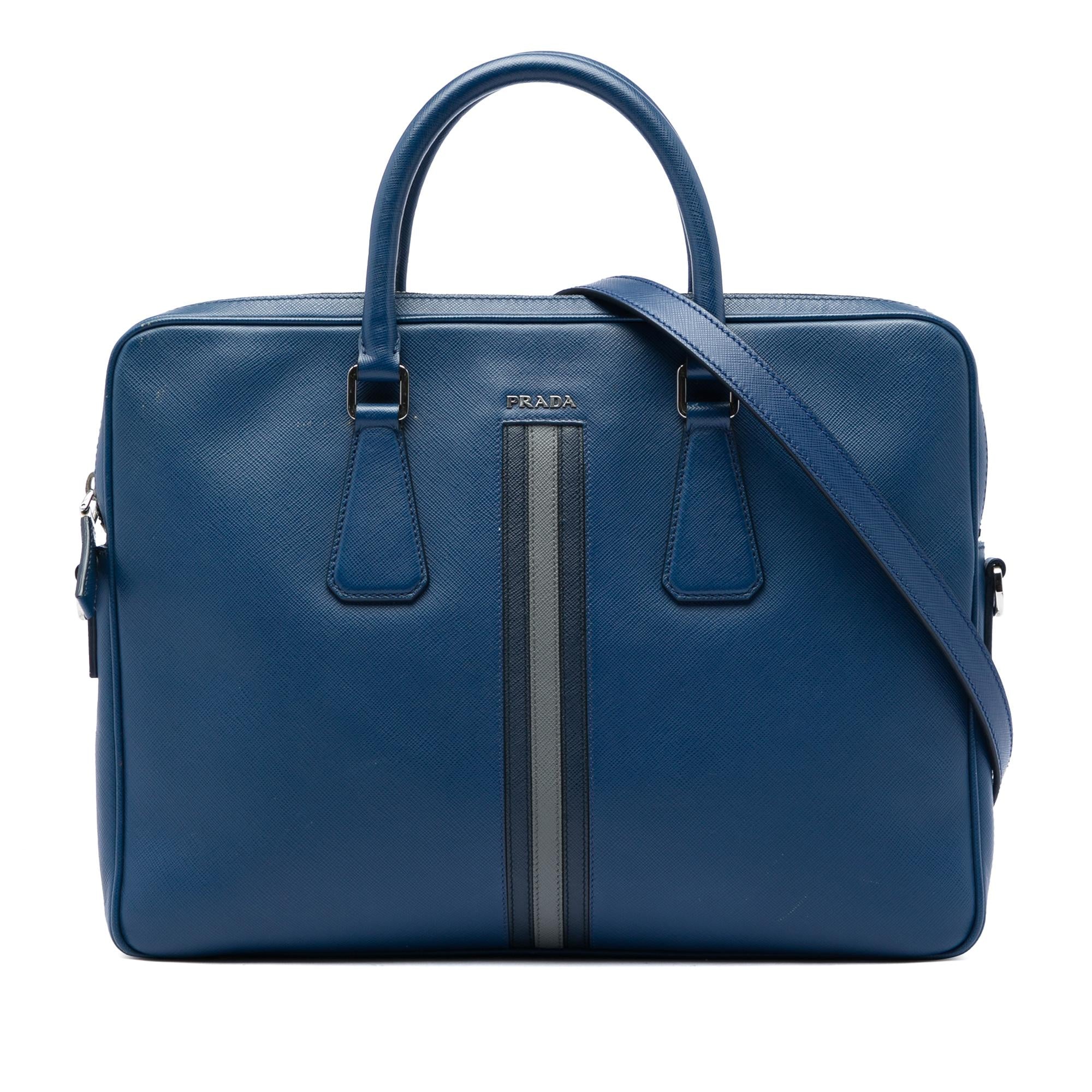 Prada Saffiano Striped Business Bag