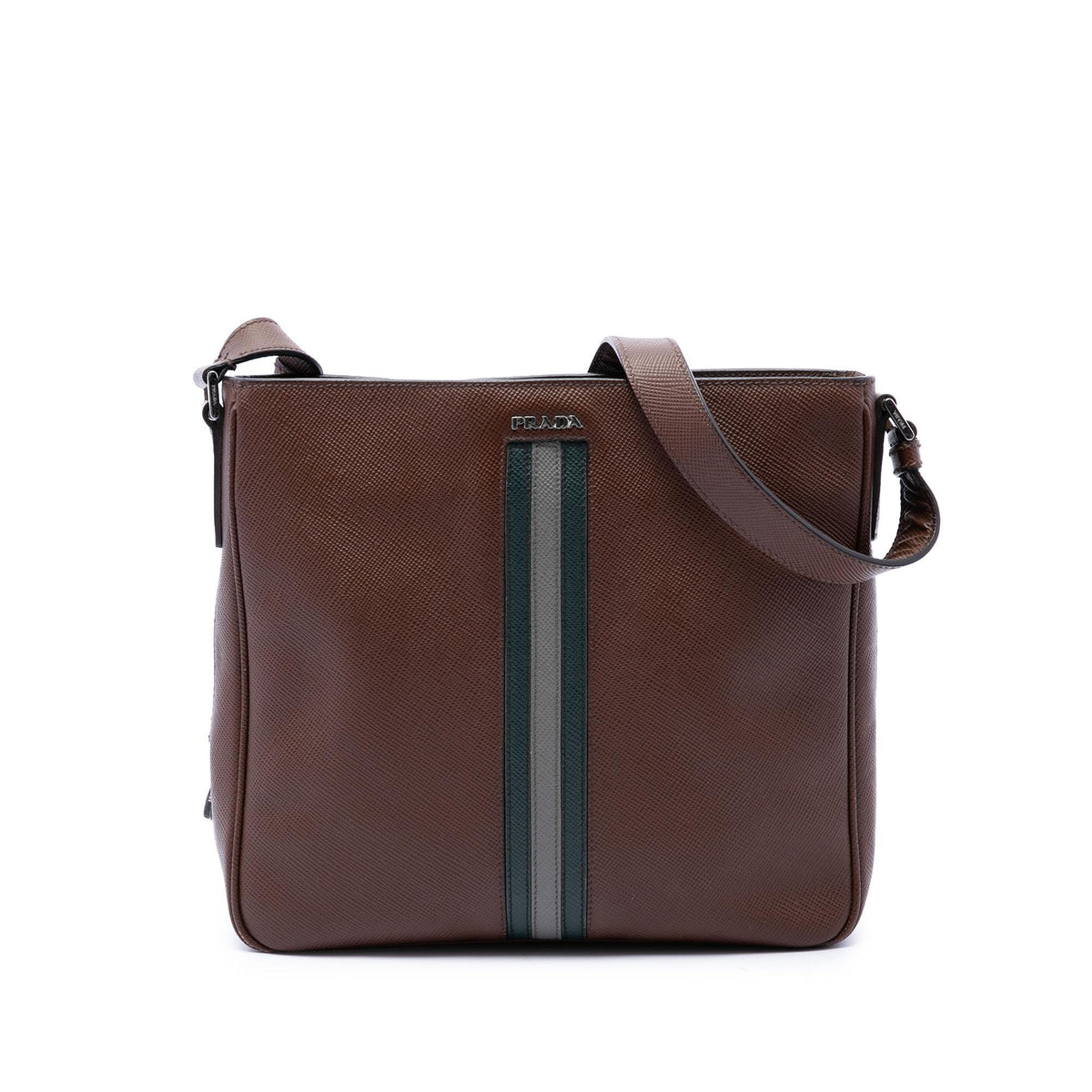 Prada Saffiano Striped Messenger Bag