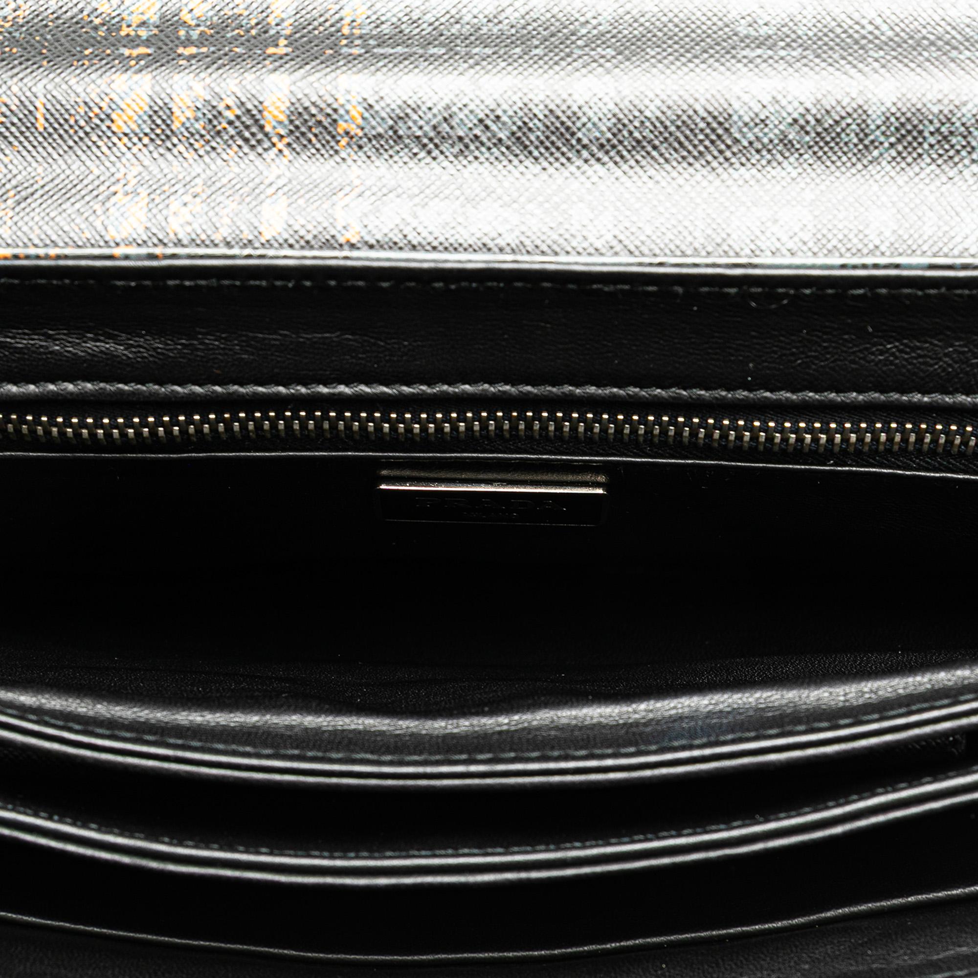 Prada Saffiano Tartan Print Top Handle Bag