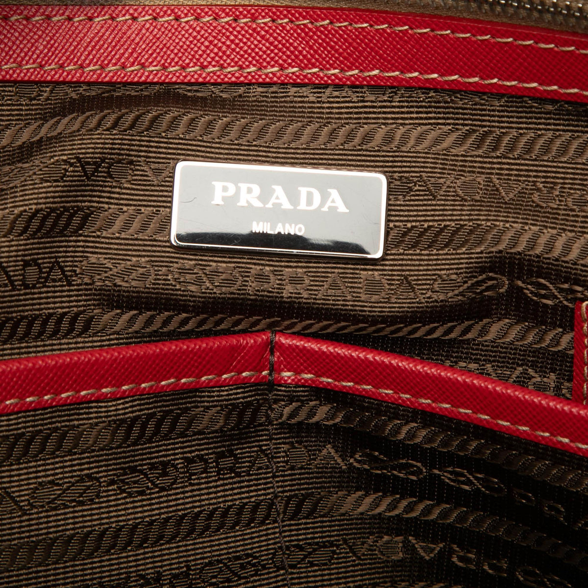Prada Saffiano Trimmed Canvas Briefcase