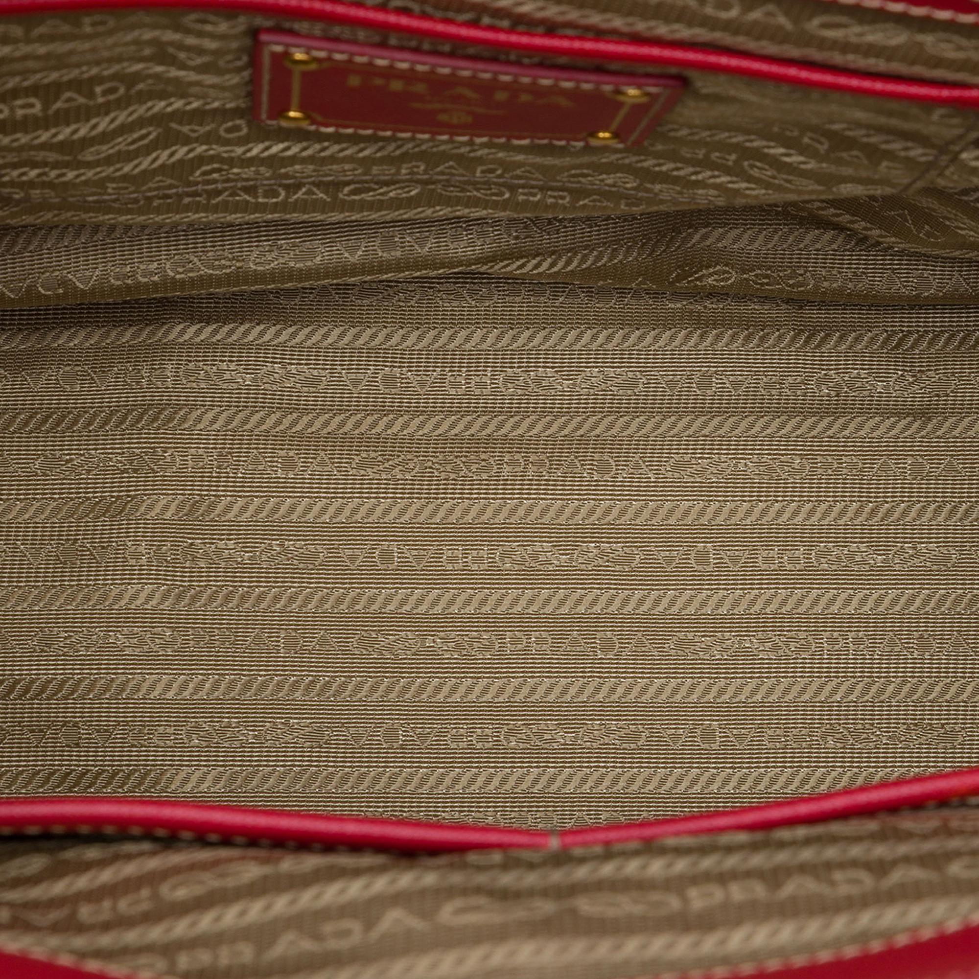 Prada Saffiano Trimmed Canvas Canapa Logo Double Zip Satchel