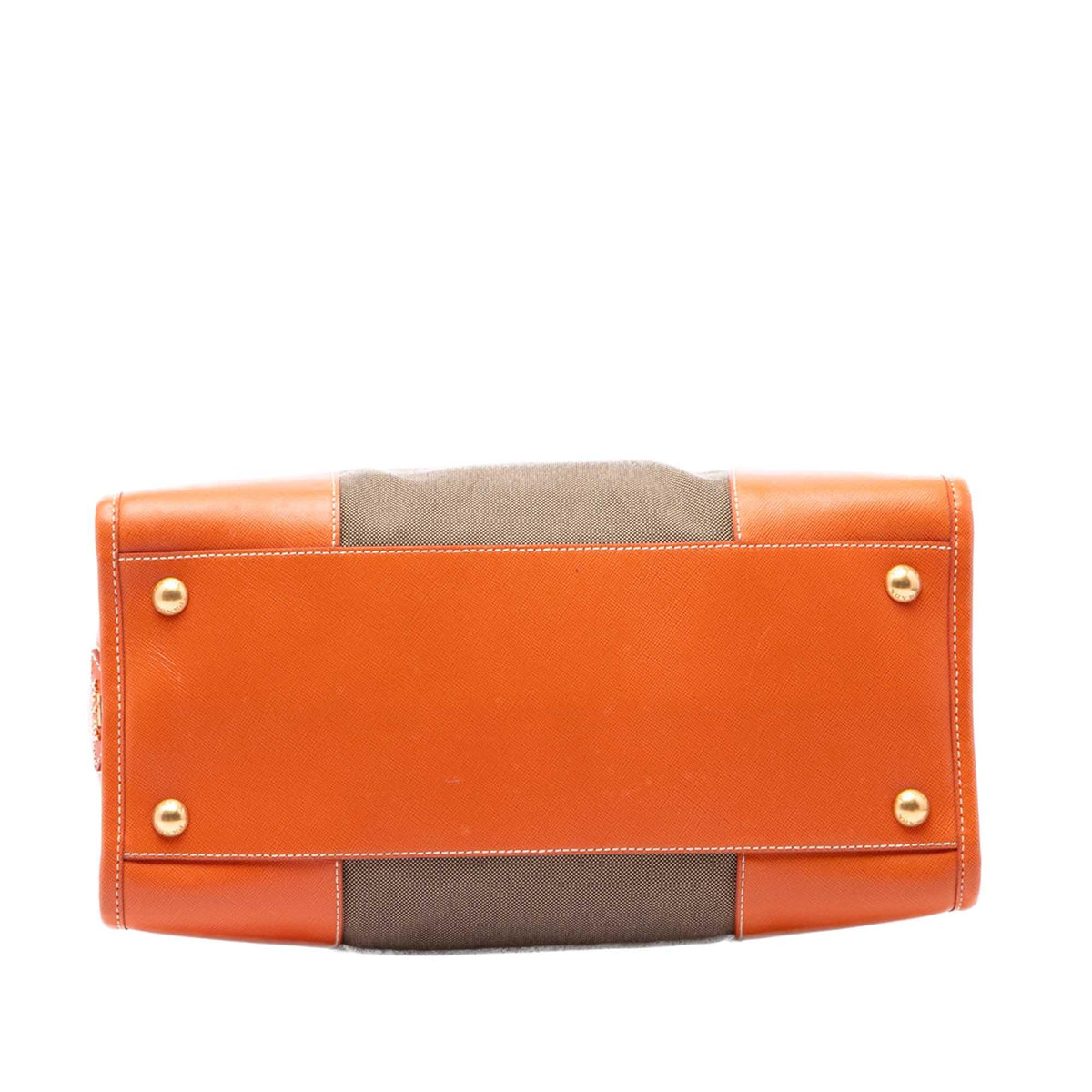 Prada Saffiano Trimmed Canvas Canapa Logo Satchel