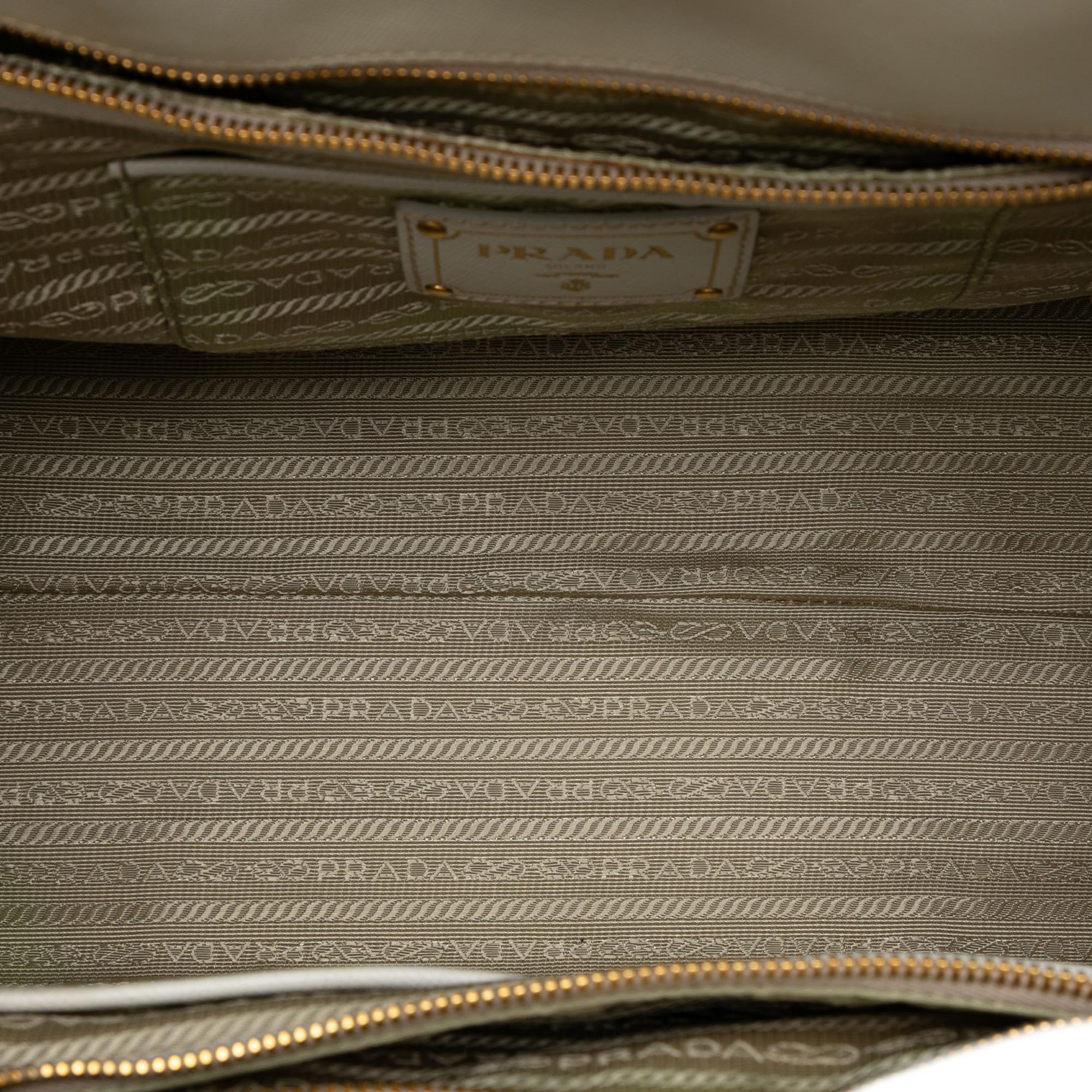 Prada Saffiano Trimmed Canvas Canapa Satchel
