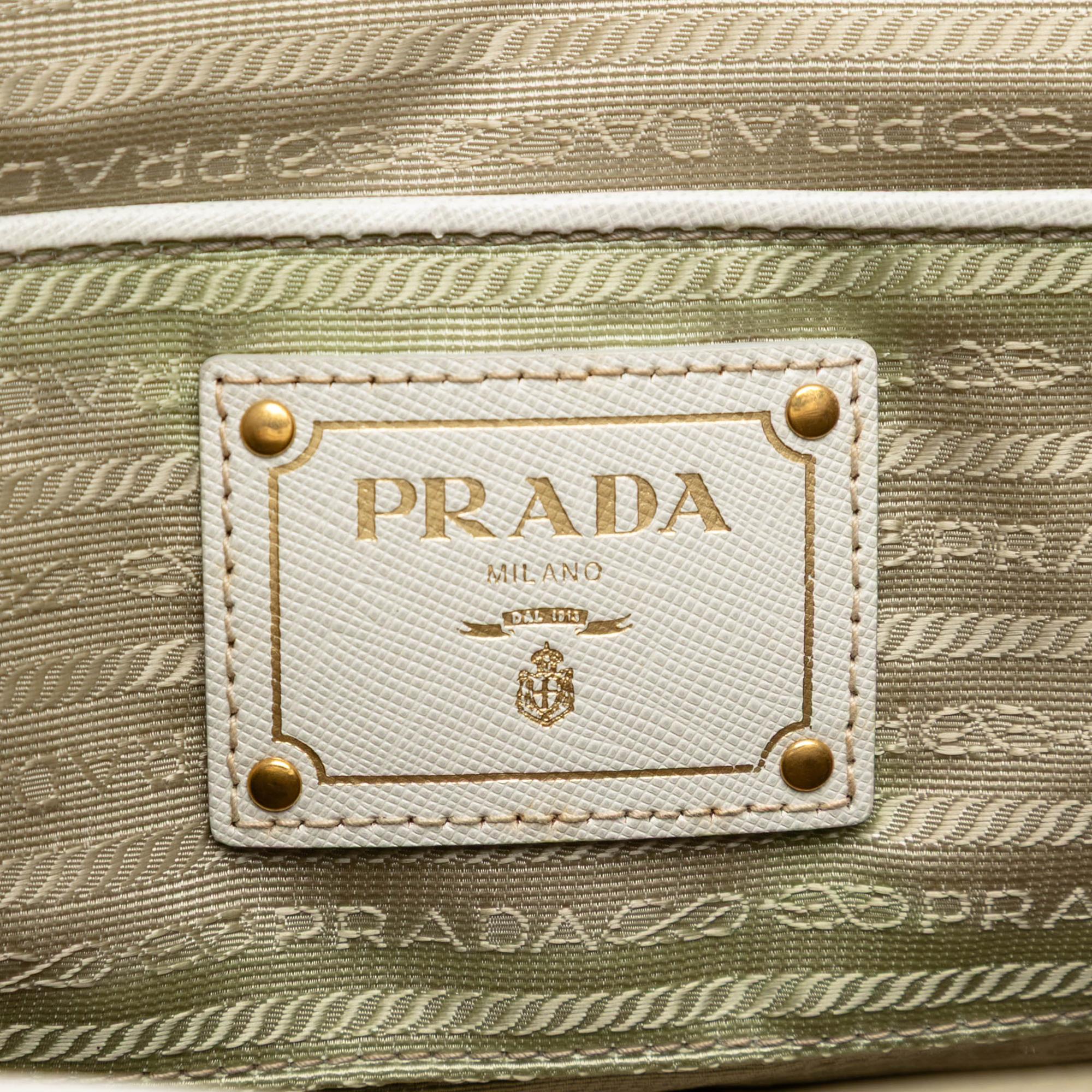 Prada Saffiano Trimmed Canvas Canapa Satchel