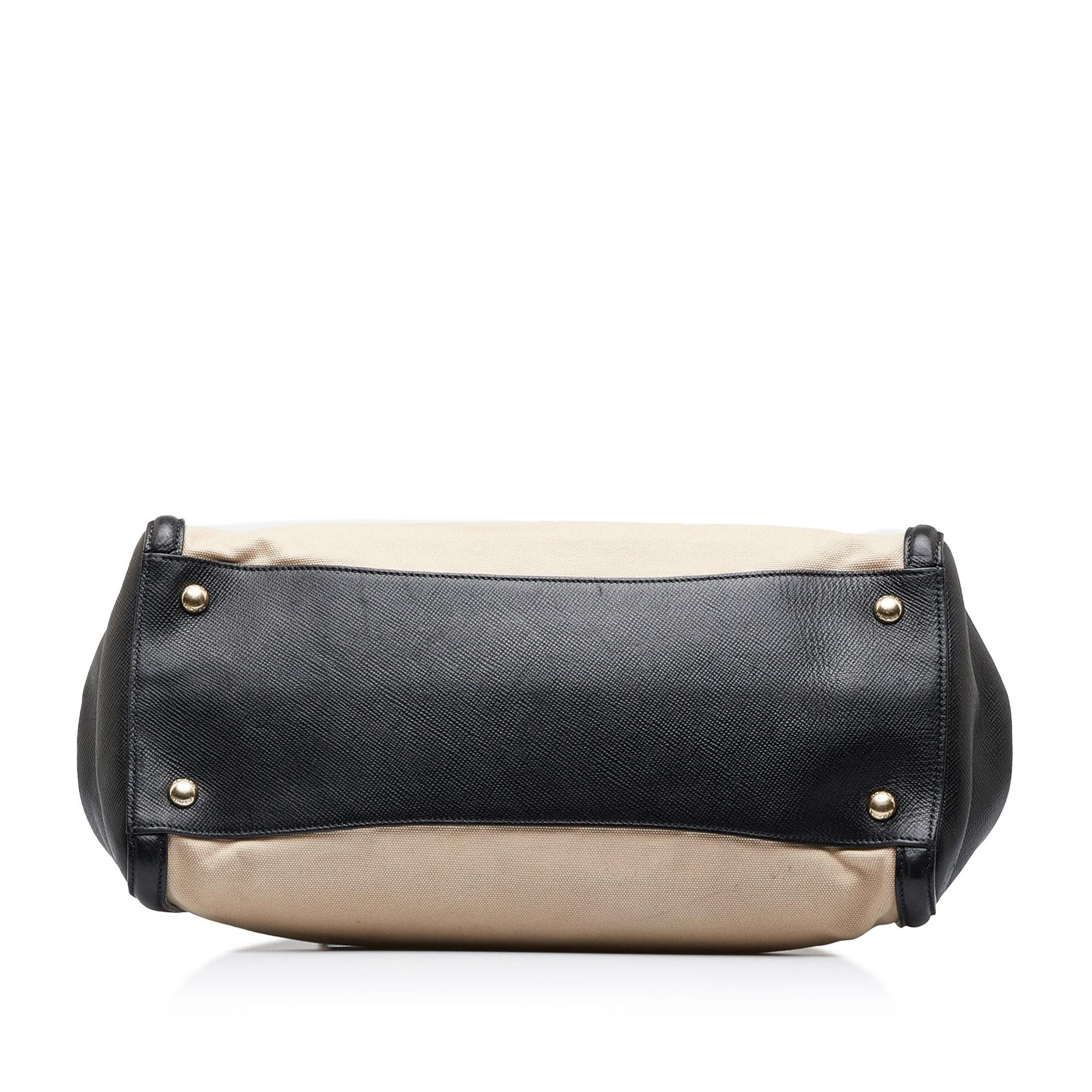 Prada Saffiano Trimmed Canvas Handbag (SHG-lbKo5s)