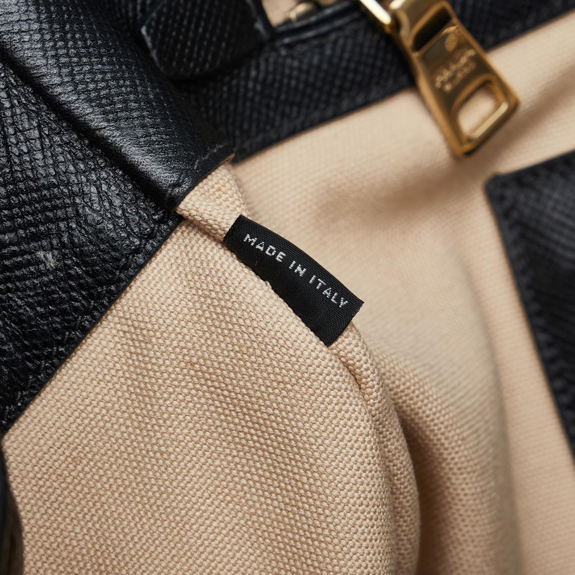 Prada Saffiano Trimmed Canvas Handbag (SHG-lbKo5s)