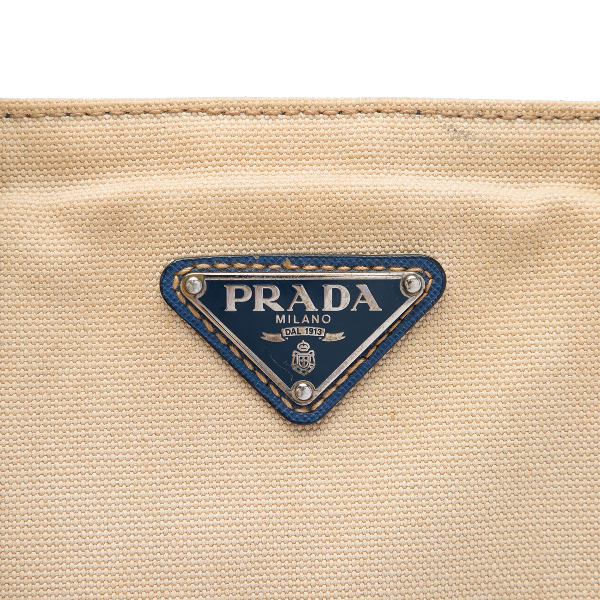Prada Saffiano Trimmed Canvas Tote
