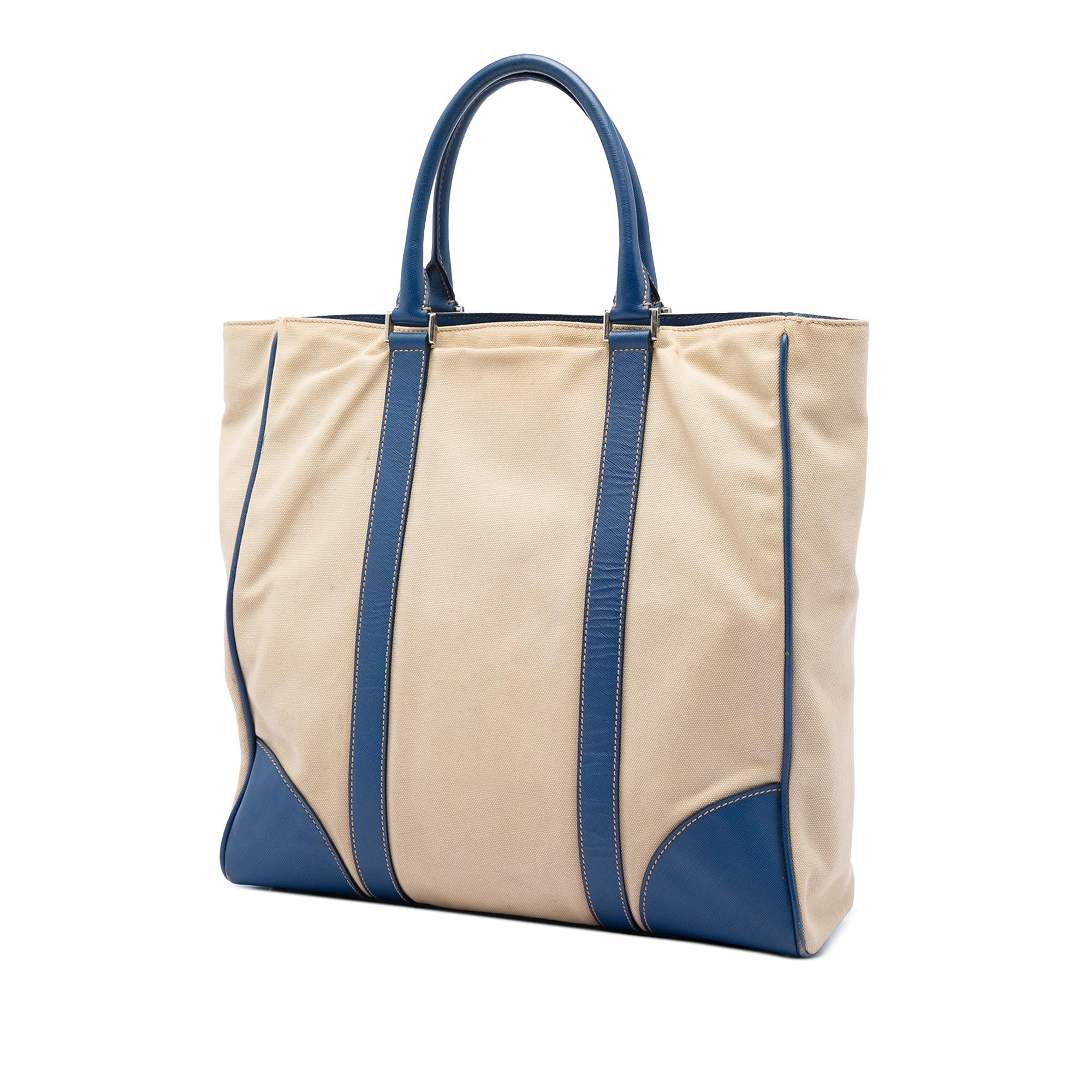 Prada Saffiano Trimmed Canvas Tote