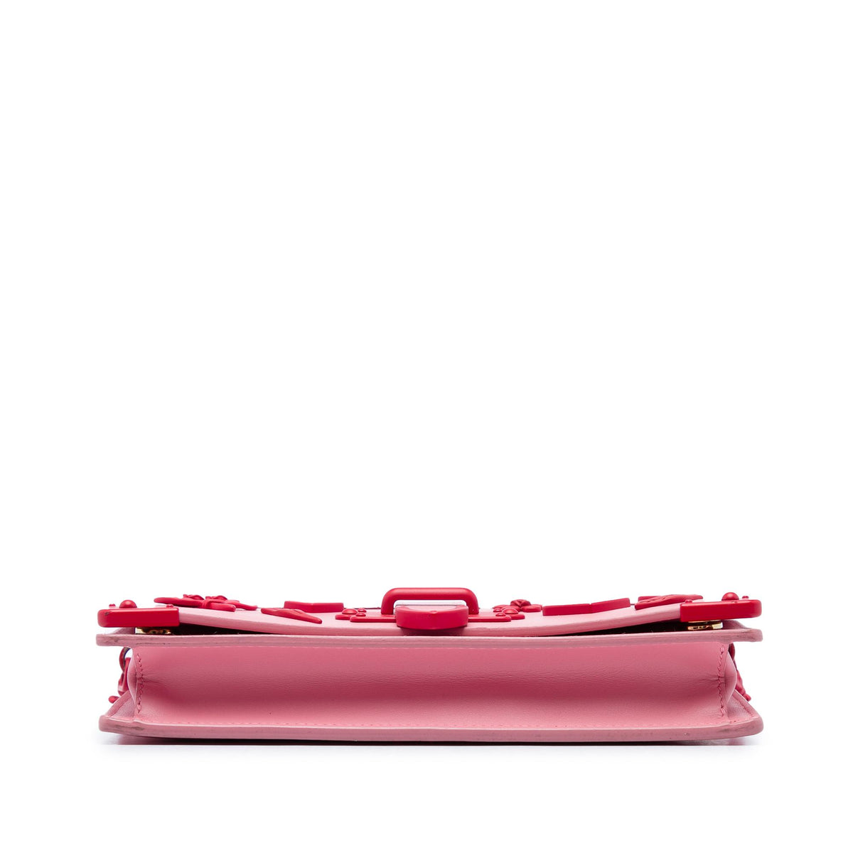 Prada Saffiano Trimmed City Calf Cahier Heart and Flower Wallet on Chain