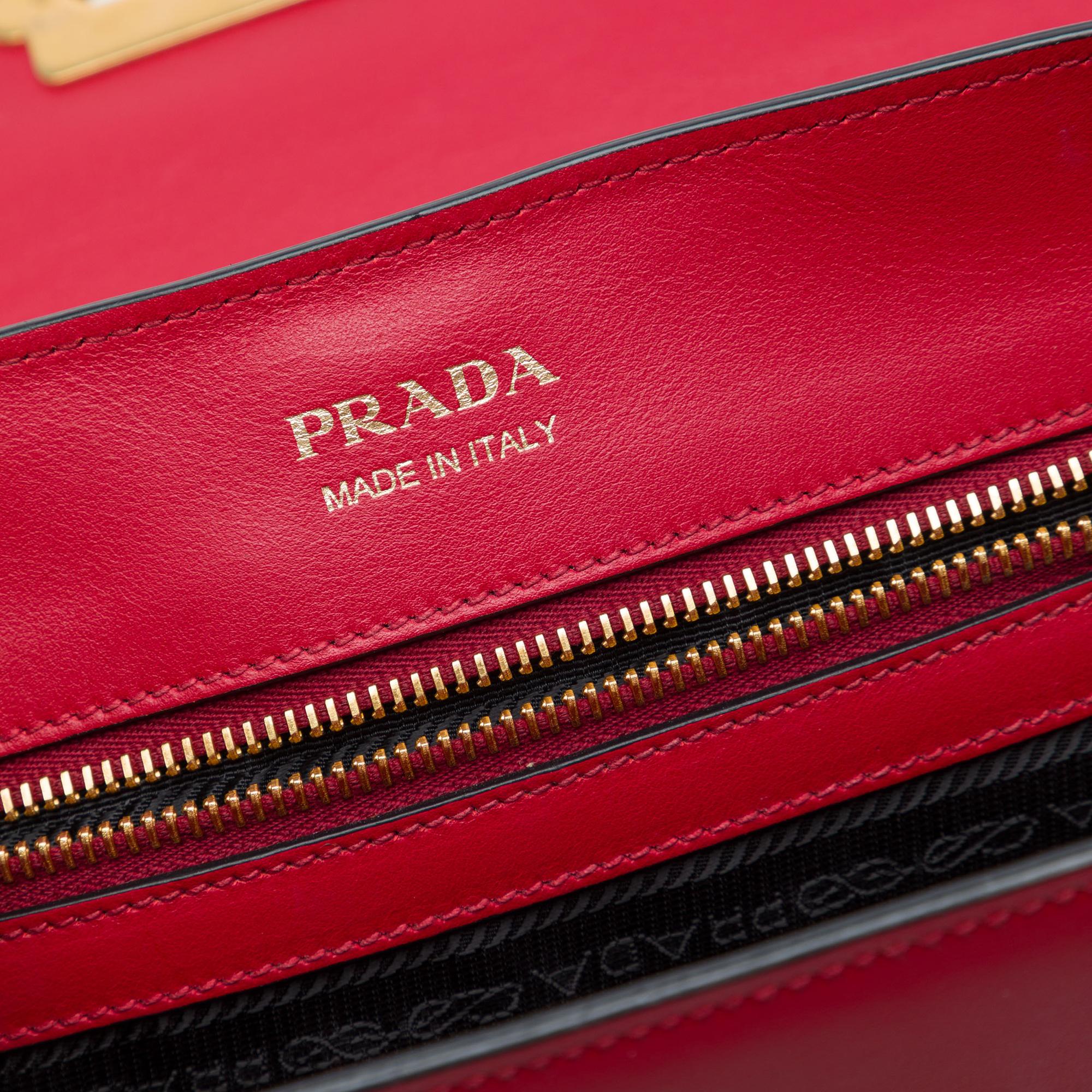 Prada Saffiano Trimmed City Calf Cahier Satchel
