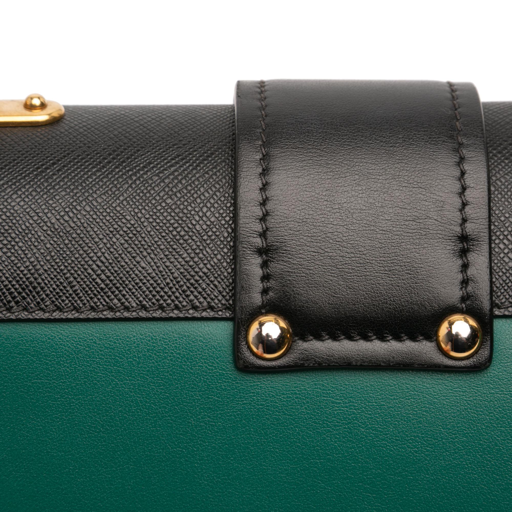 Prada Saffiano Trimmed City Calf Crystal Cahier Crossbody