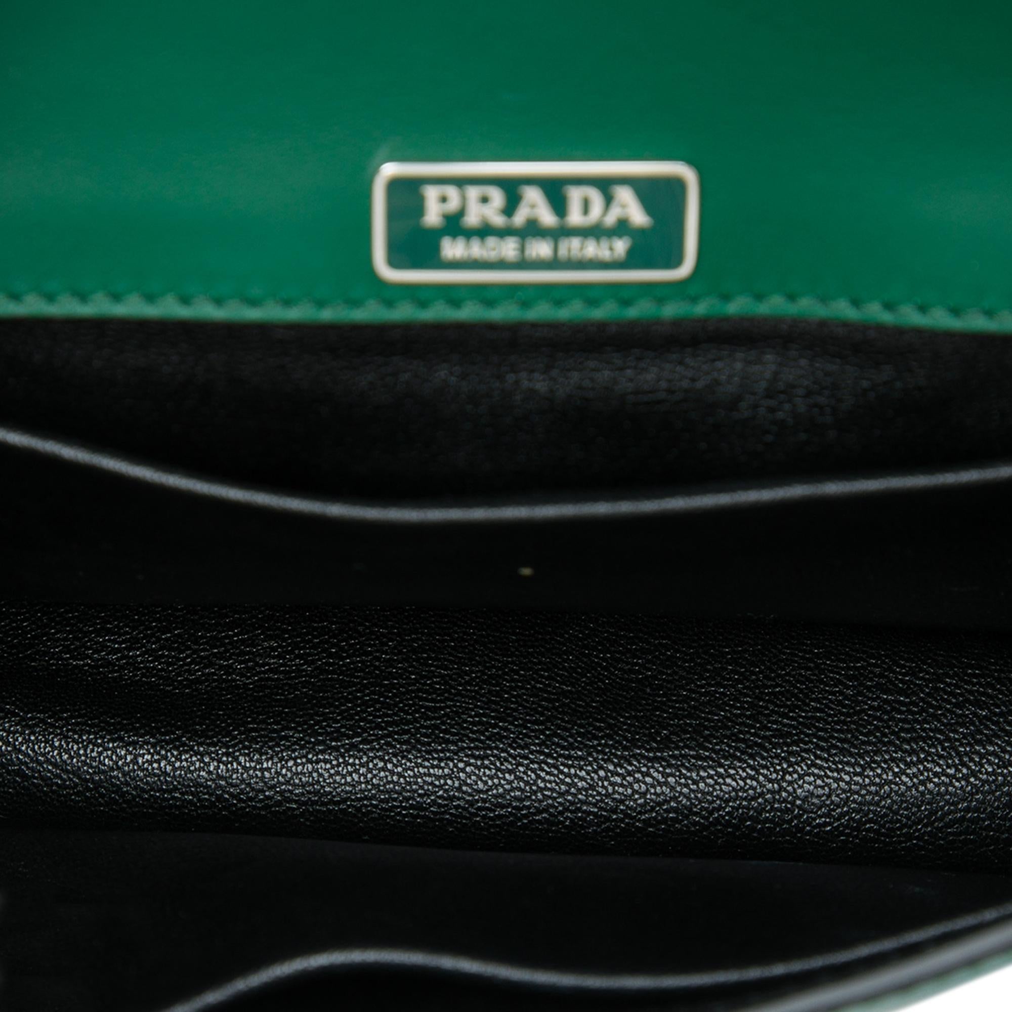 Prada Saffiano Trimmed City Calf Crystal Cahier Crossbody