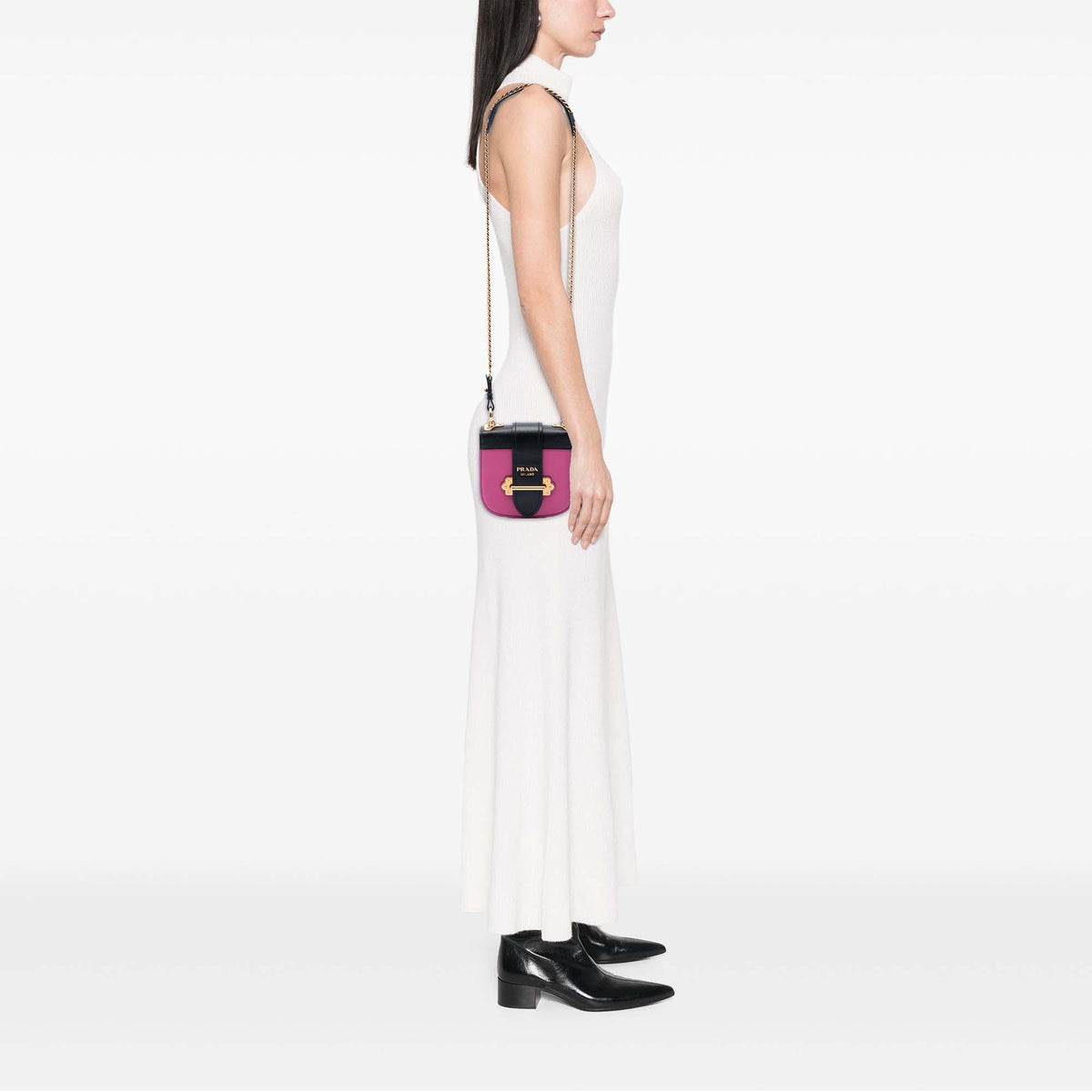 Prada Saffiano Trimmed City Calf Pionniere Crossbody