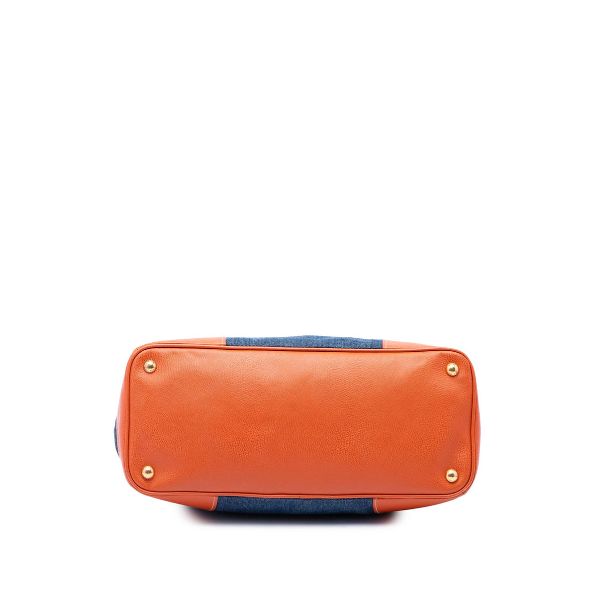 Prada Saffiano Trimmed Denim Handbag
