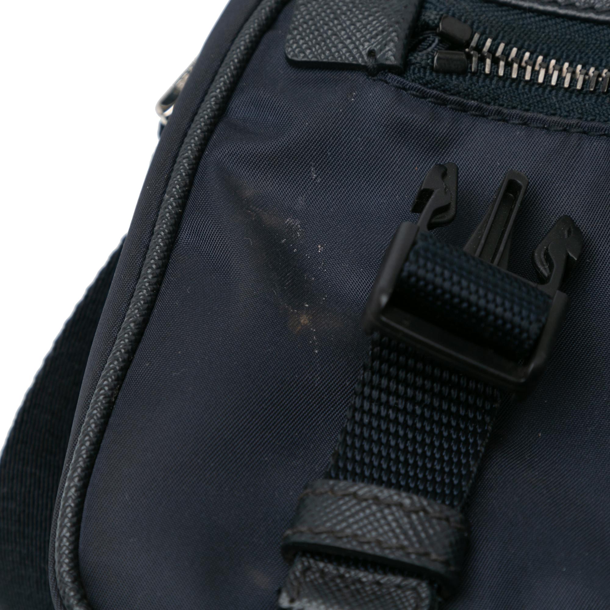 Prada Saffiano Trimmed Double Buckle Messenger Bag