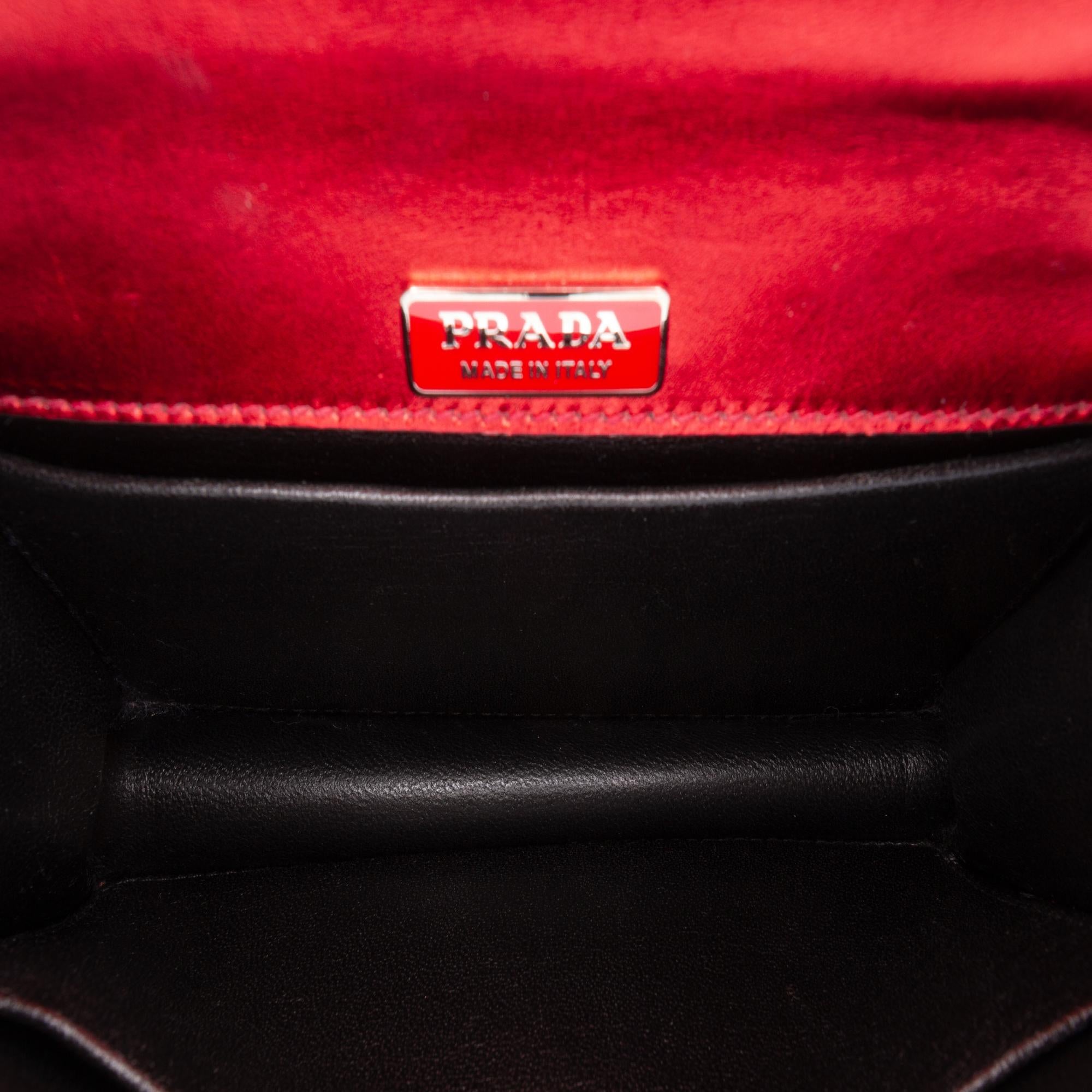 Prada Saffiano Trimmed Metallic Vitello Cahier Bag