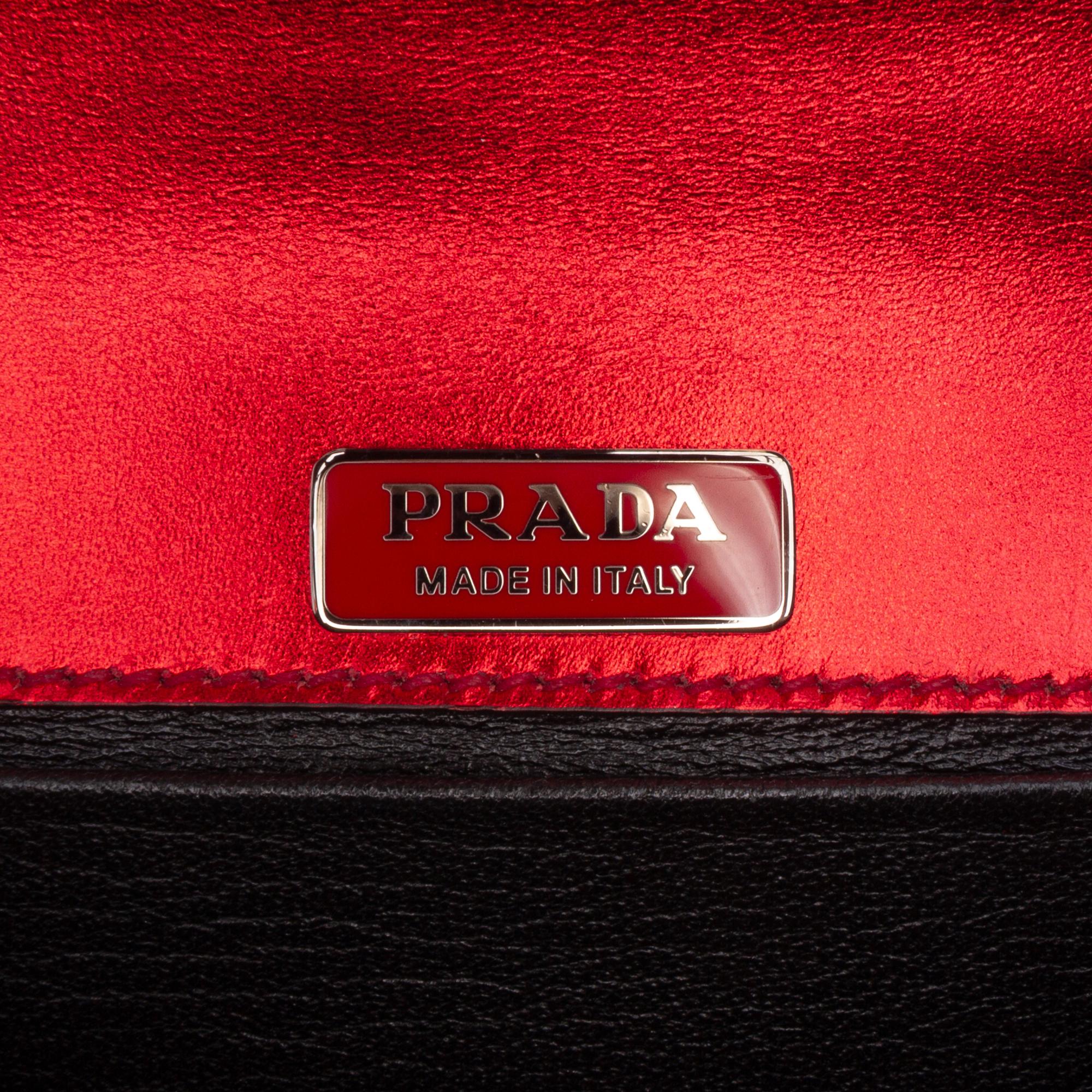Prada Saffiano Trimmed Metallic Vitello Cahier Bag