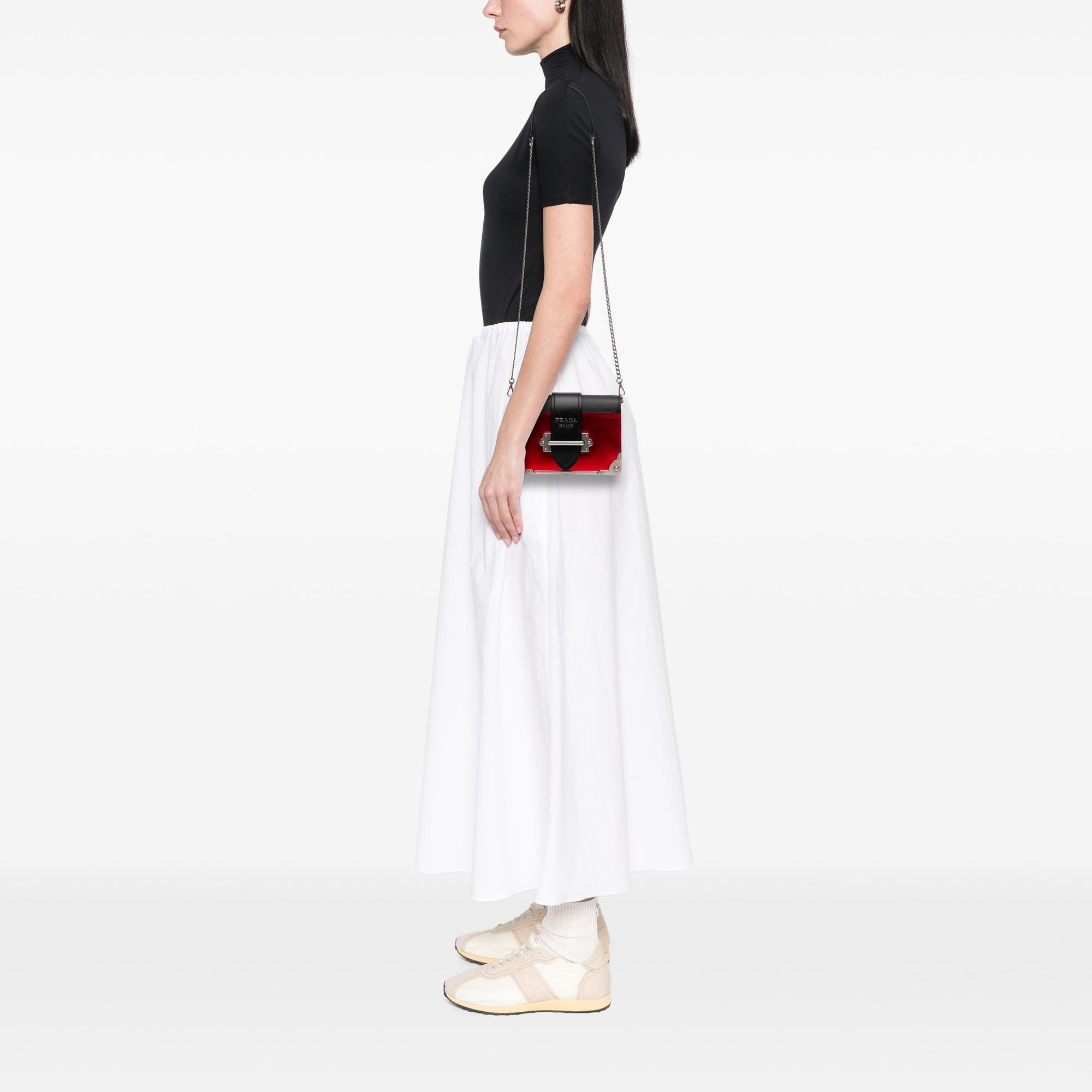 Prada Saffiano Trimmed Metallic Vitello Cahier Bag