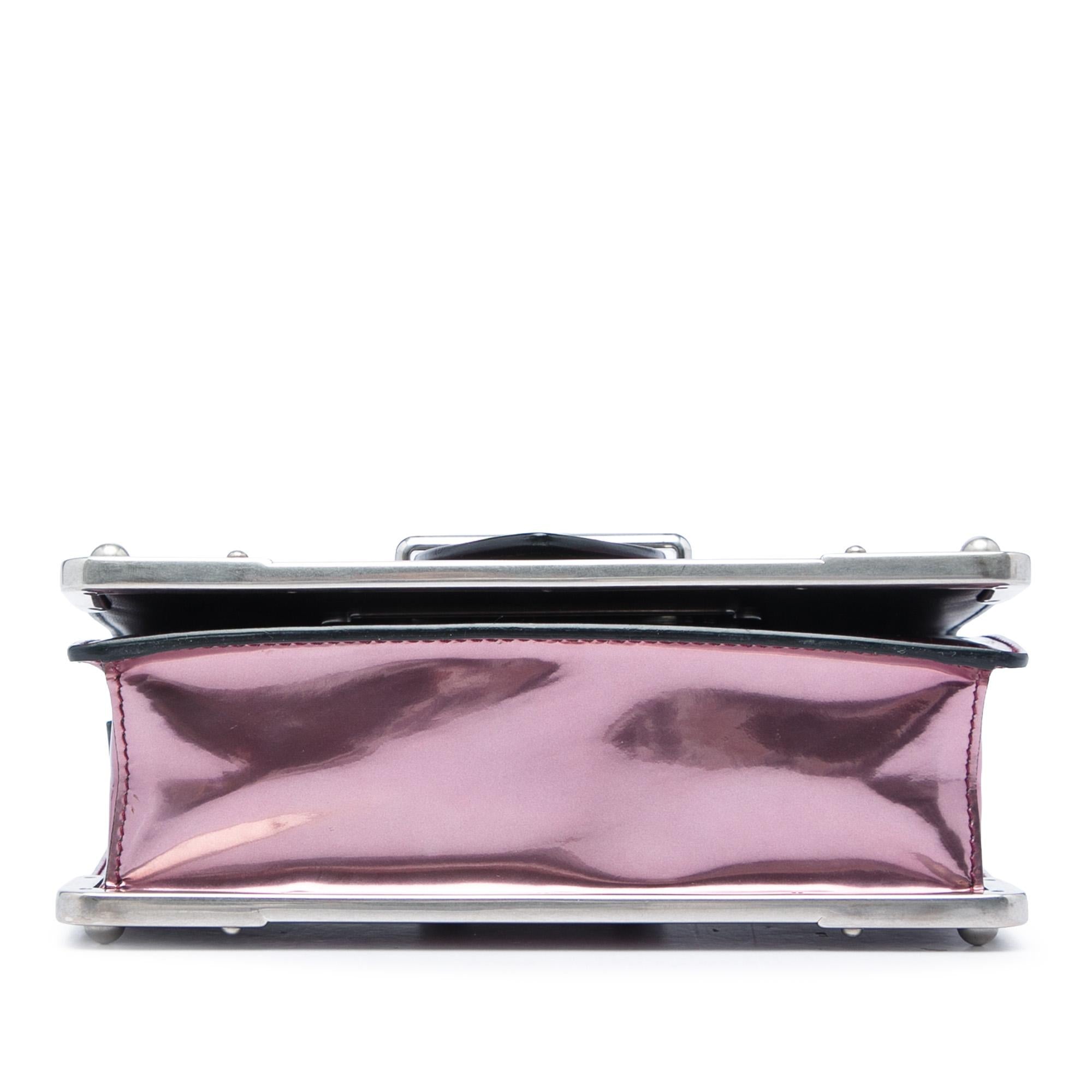 Prada Saffiano Trimmed Metallic Vitello Cahier Bag