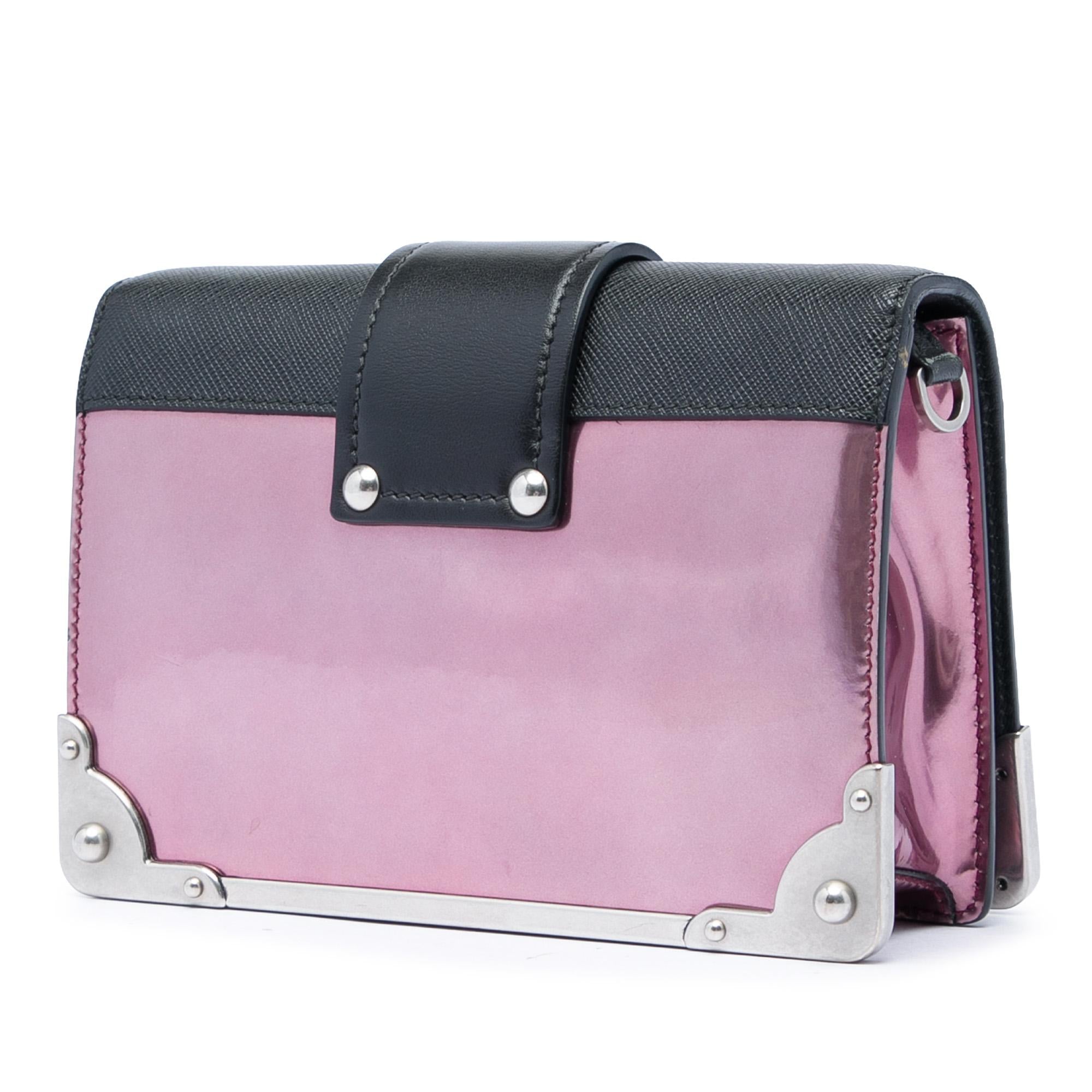 Prada Saffiano Trimmed Metallic Vitello Cahier Bag