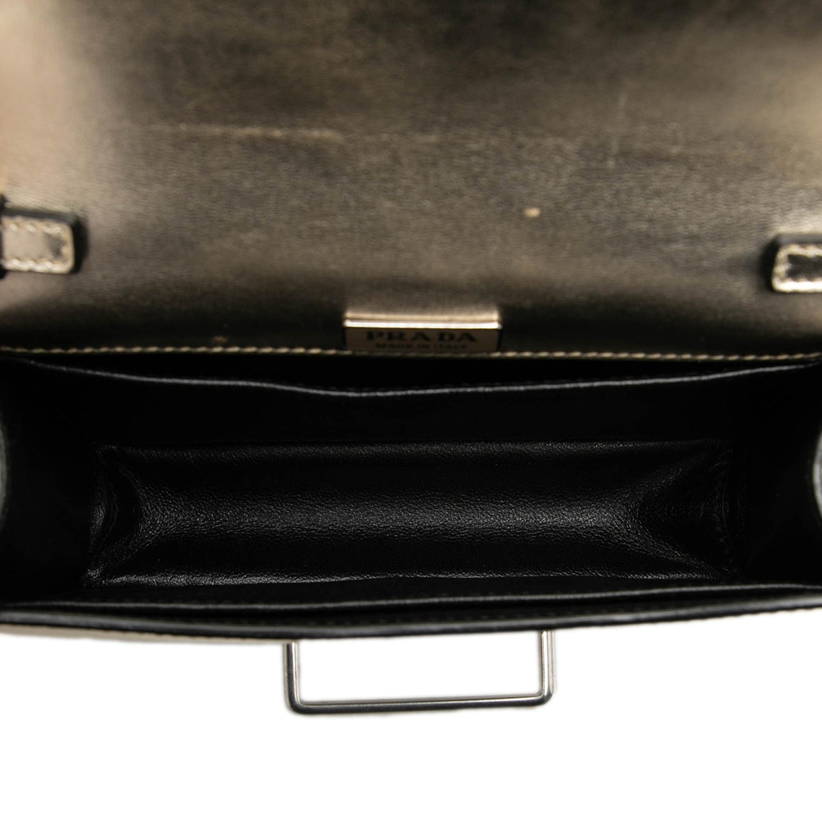 Prada Saffiano Trimmed Metallic Vitello Cahier Bag