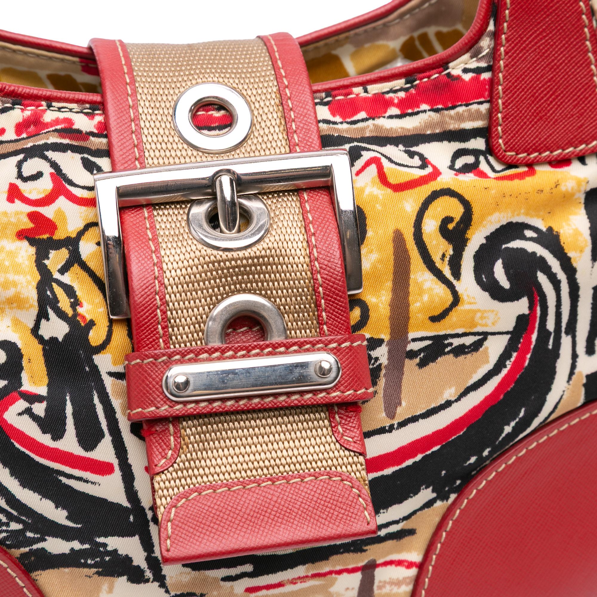 Prada Saffiano Trimmed Printed Canvas Venice Shoulder Bag